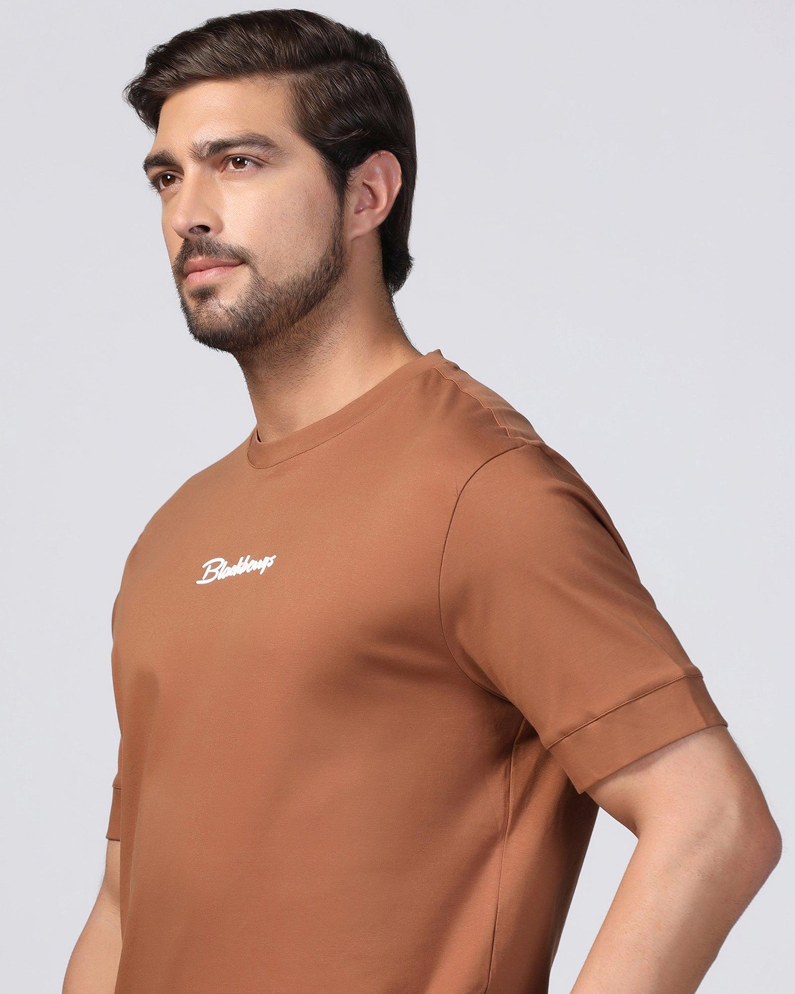 Crew Neck Khaki Printed T-Shirt - Elijah - Image 4