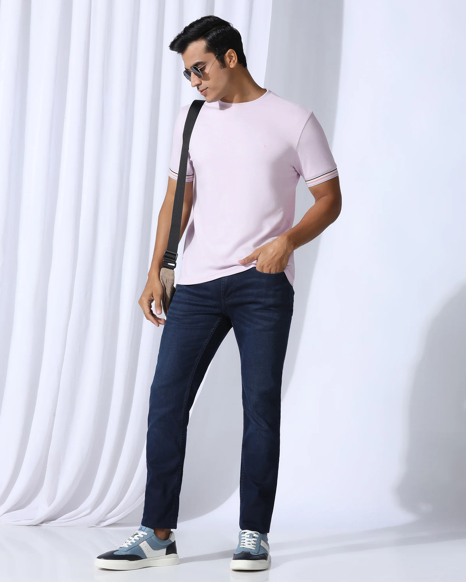 Crew Neck Light Purple Solid T-Shirt - Spectrum - Image 8