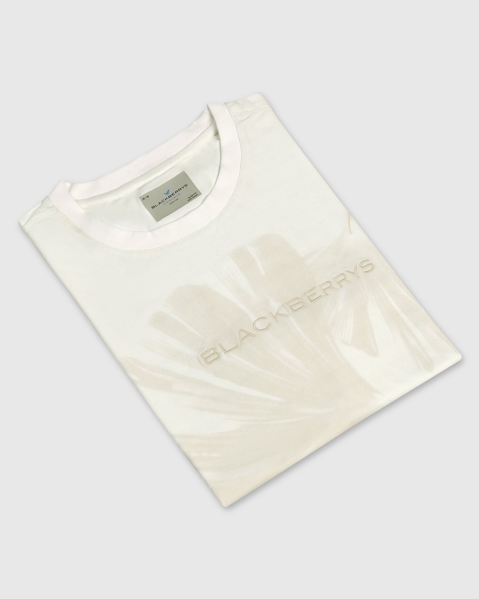 Crew Neck Off White Printed T-Shirt - Gingko - Image 5