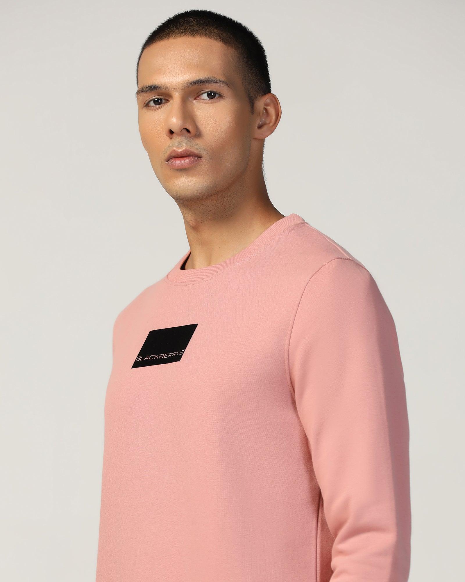 Crew Neck Pink Solid Sweatshirt - Uno - Image 4