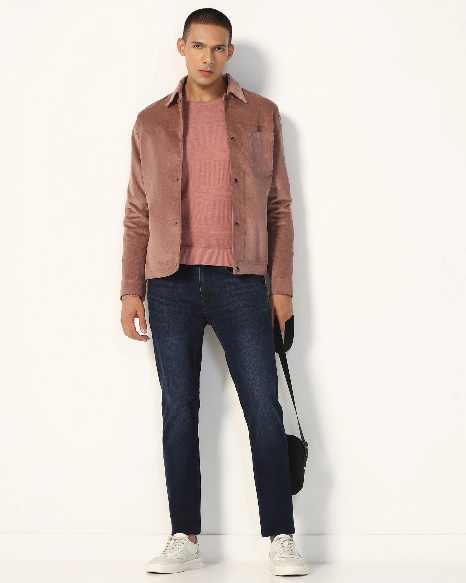 Crew Neck Pink Structure Sweater - Jacey - Image 4