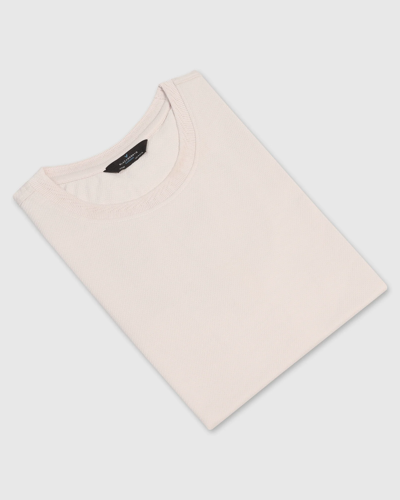 Crew Neck Pink Textured T-Shirt - Corn - Image 5
