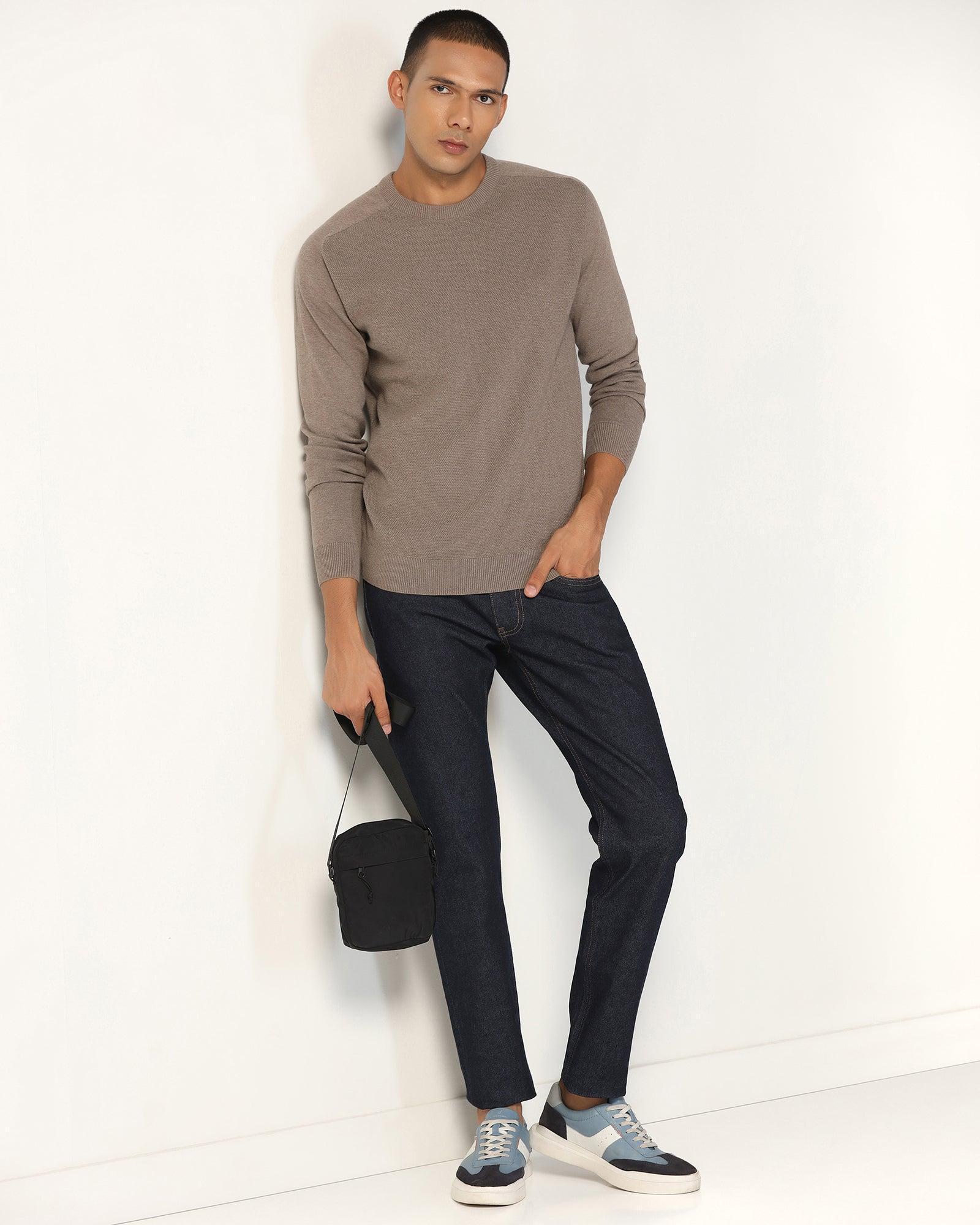 Crew Neck Stone Structure Sweater - Raven - Image 5