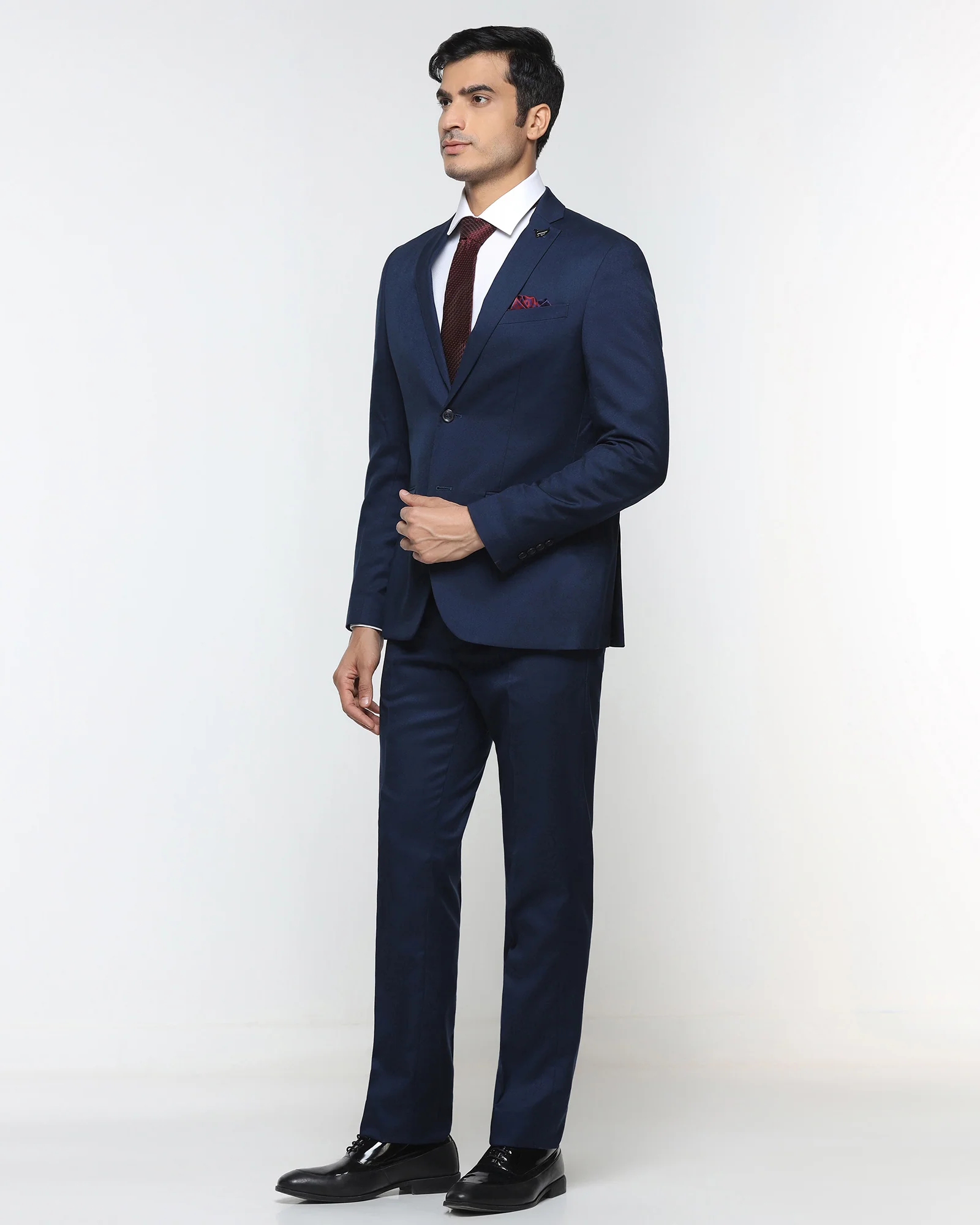 Dark Blue Two Piece Solid Suit - Cabshot - Image 3
