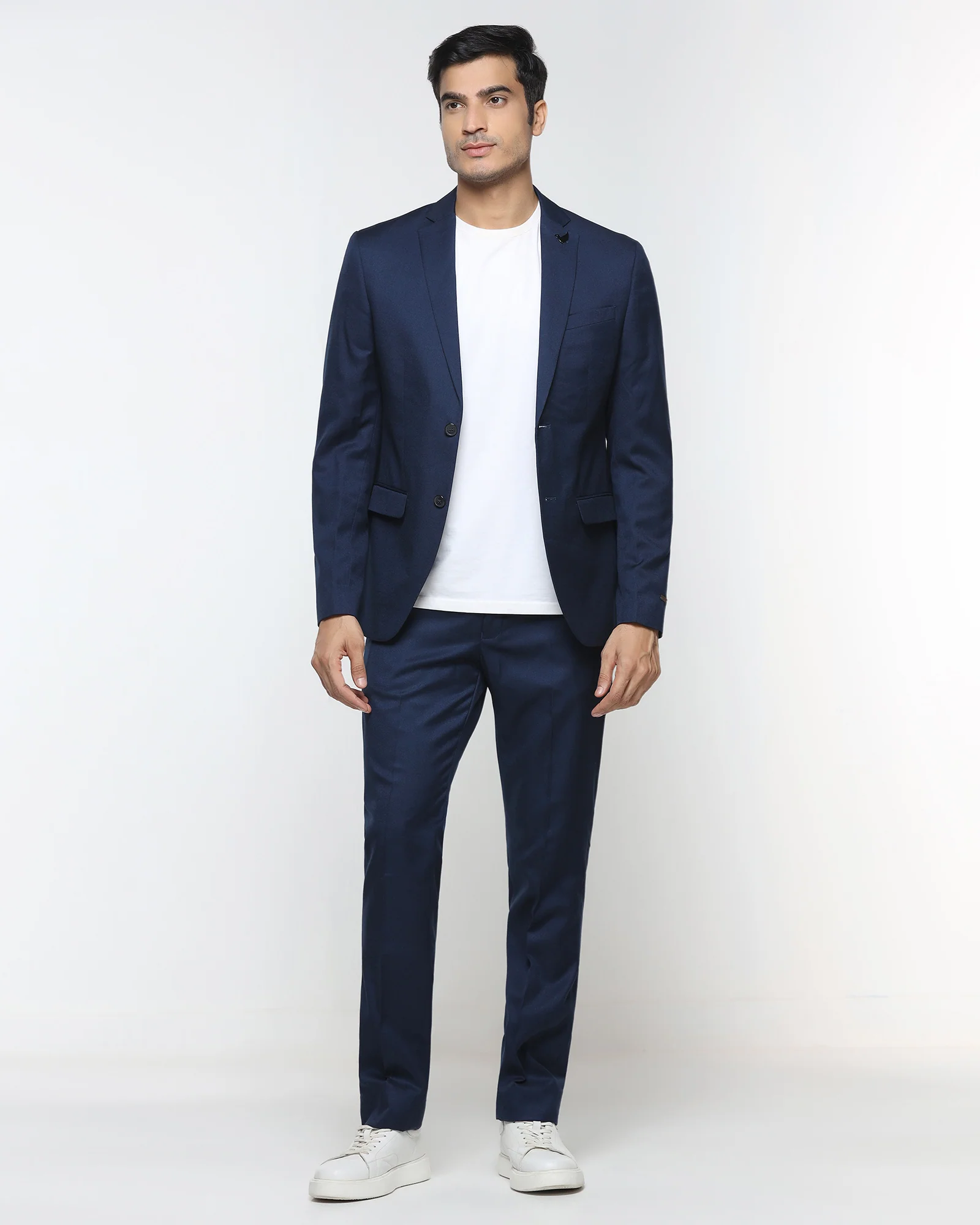 Dark Blue Two Piece Solid Suit - Cabshot - Image 6