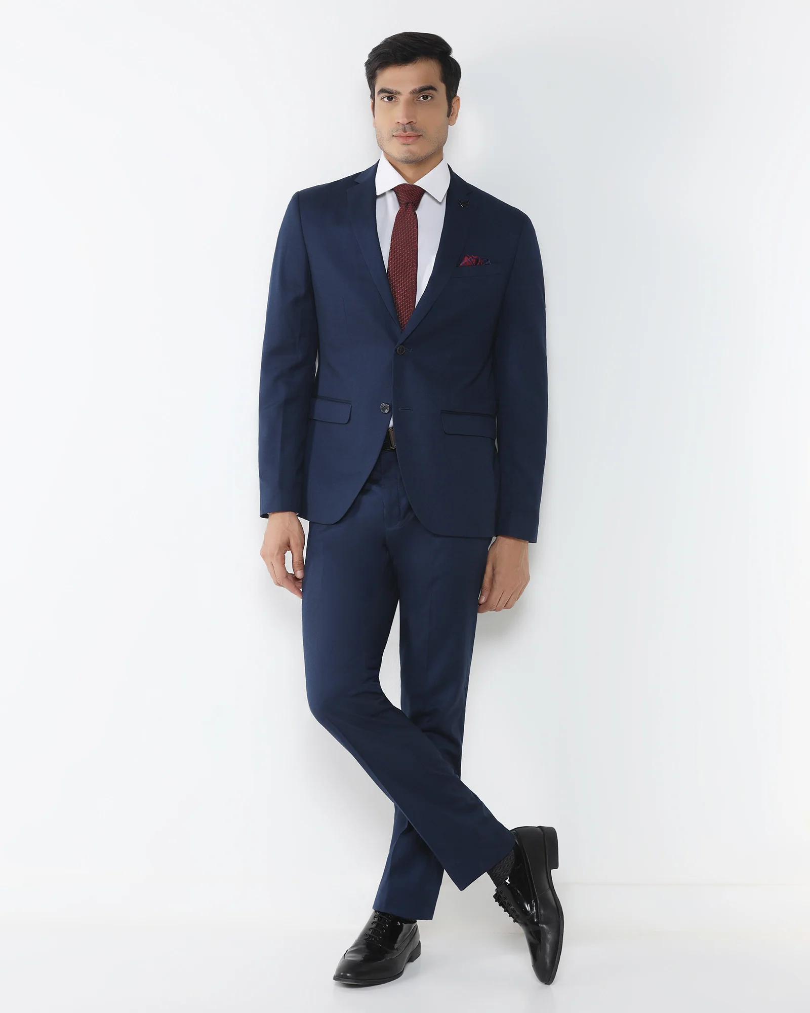 Dark Blue Two Piece Solid Suit - Cabshot - Image 8