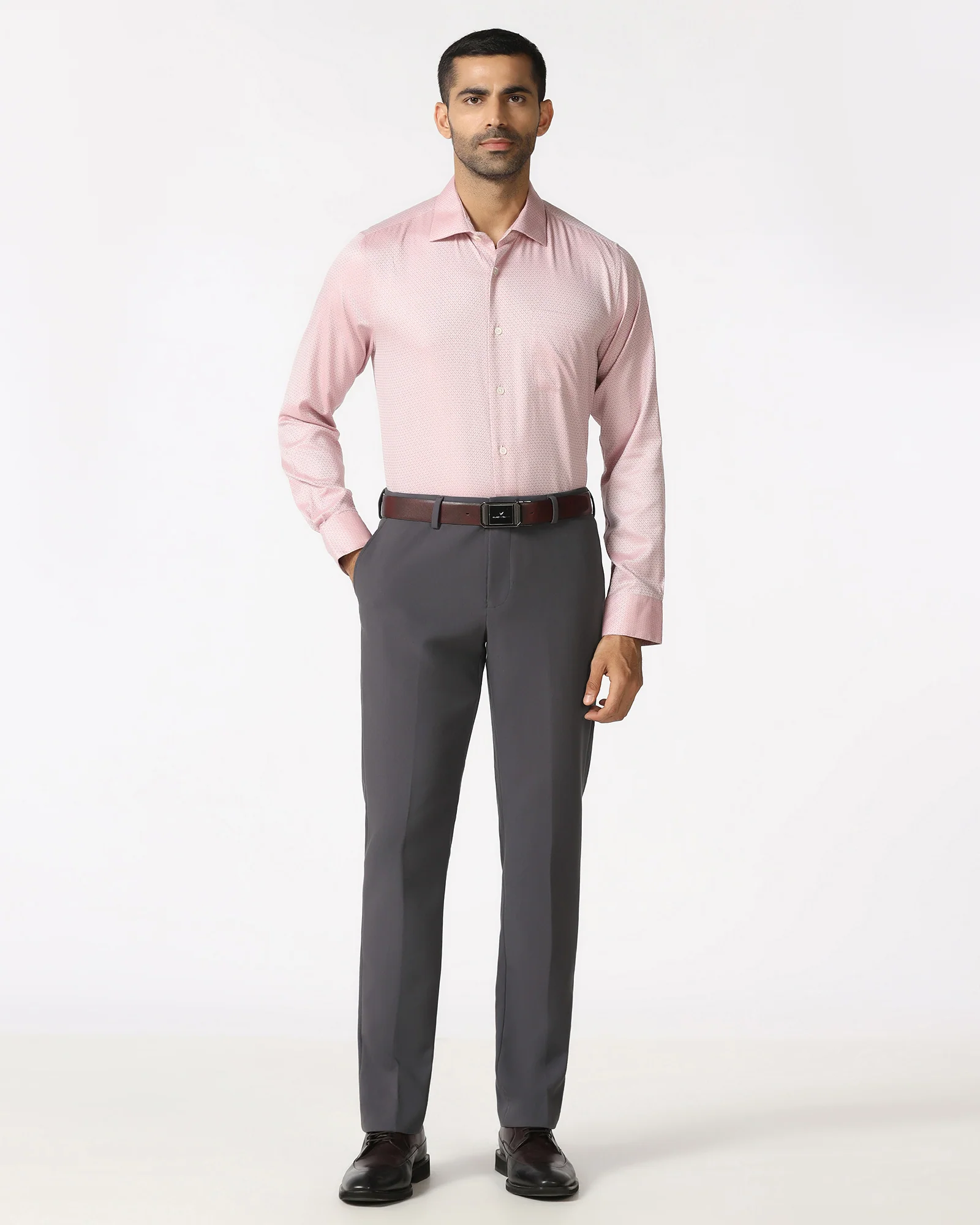 Dark Grey Solid Trouser - Indri