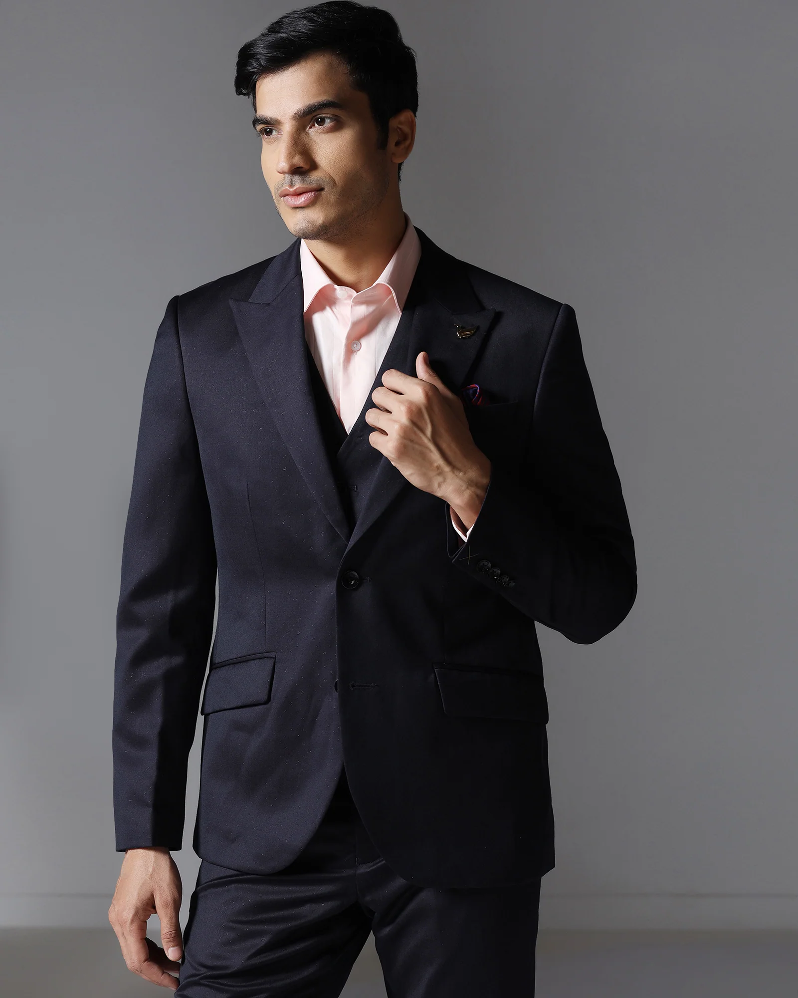 Dark Purple Three Piece Textured Suit - Pixel - Image 10
