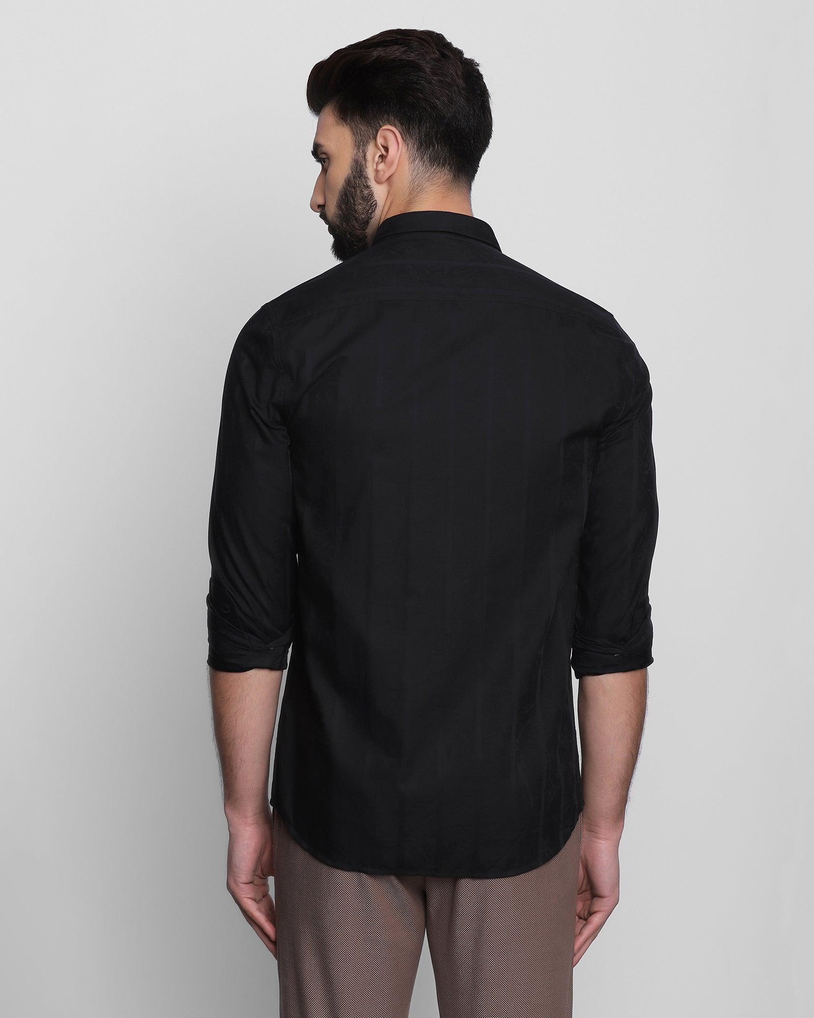 Casual Black Solid Shirt - Davis - Image 2