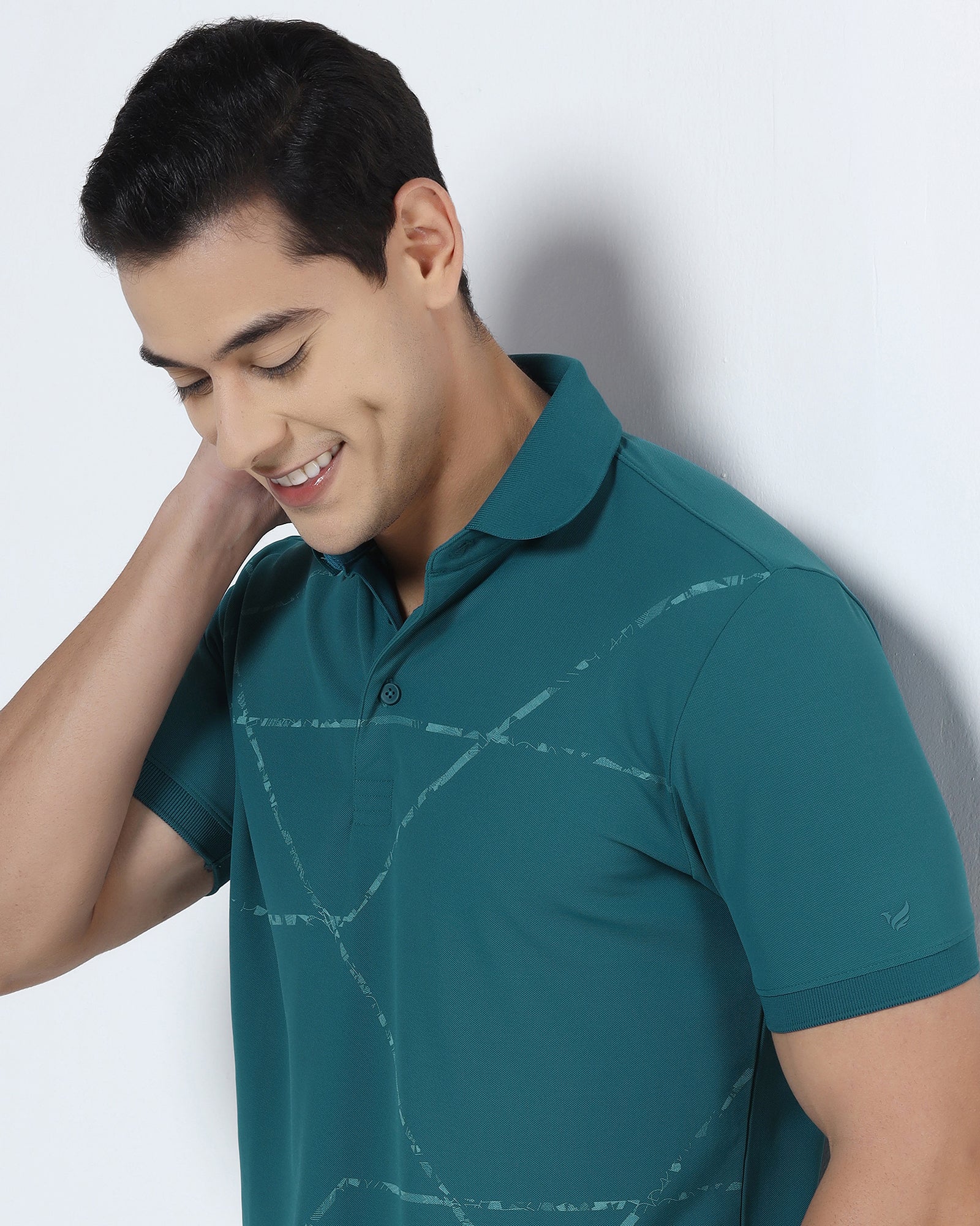 Deep Teal TechPro Printed Polo - Cedric - Image 4