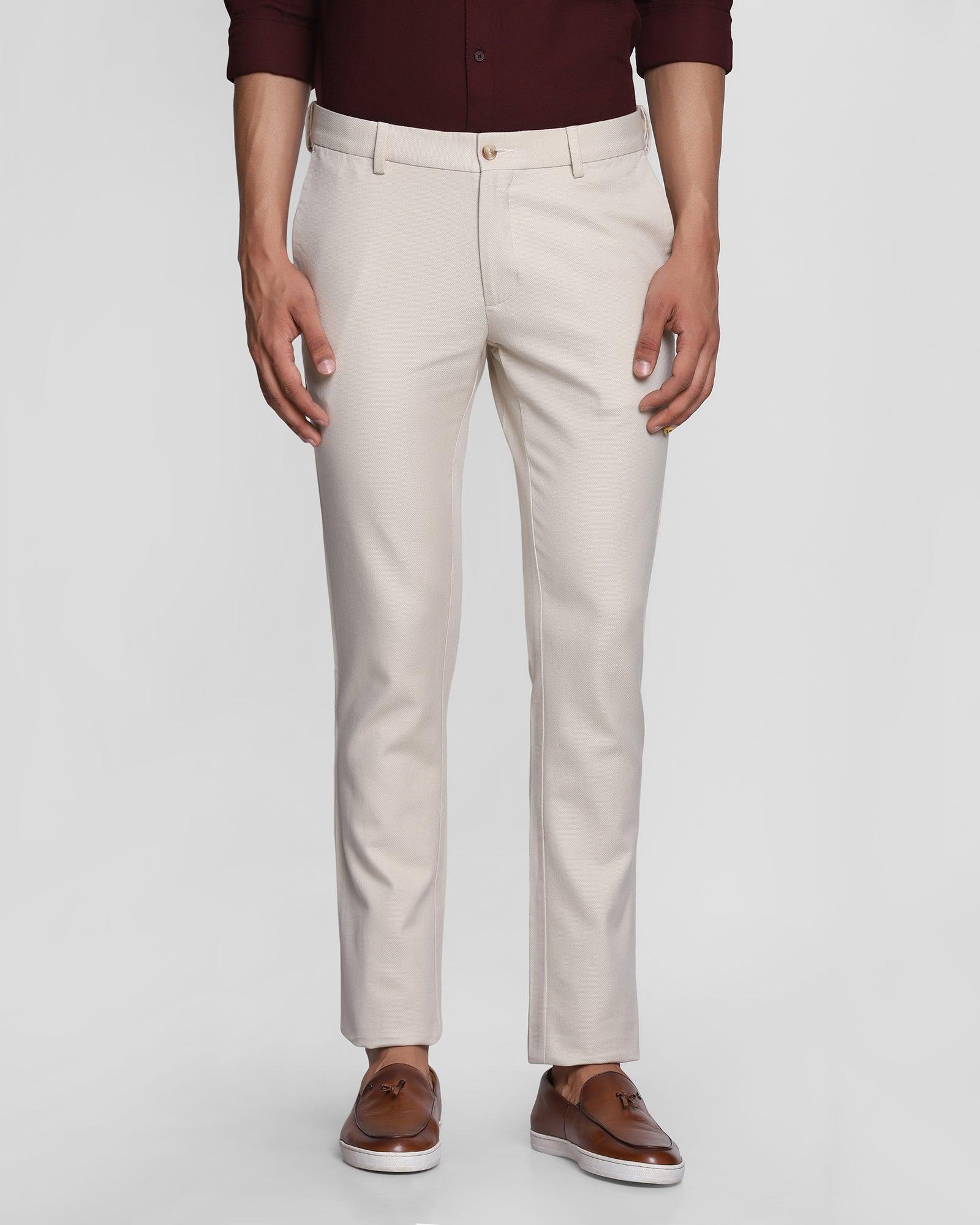 Slim Comfort B-95 Casual Beige Solid Khakis - Denver - Image 3