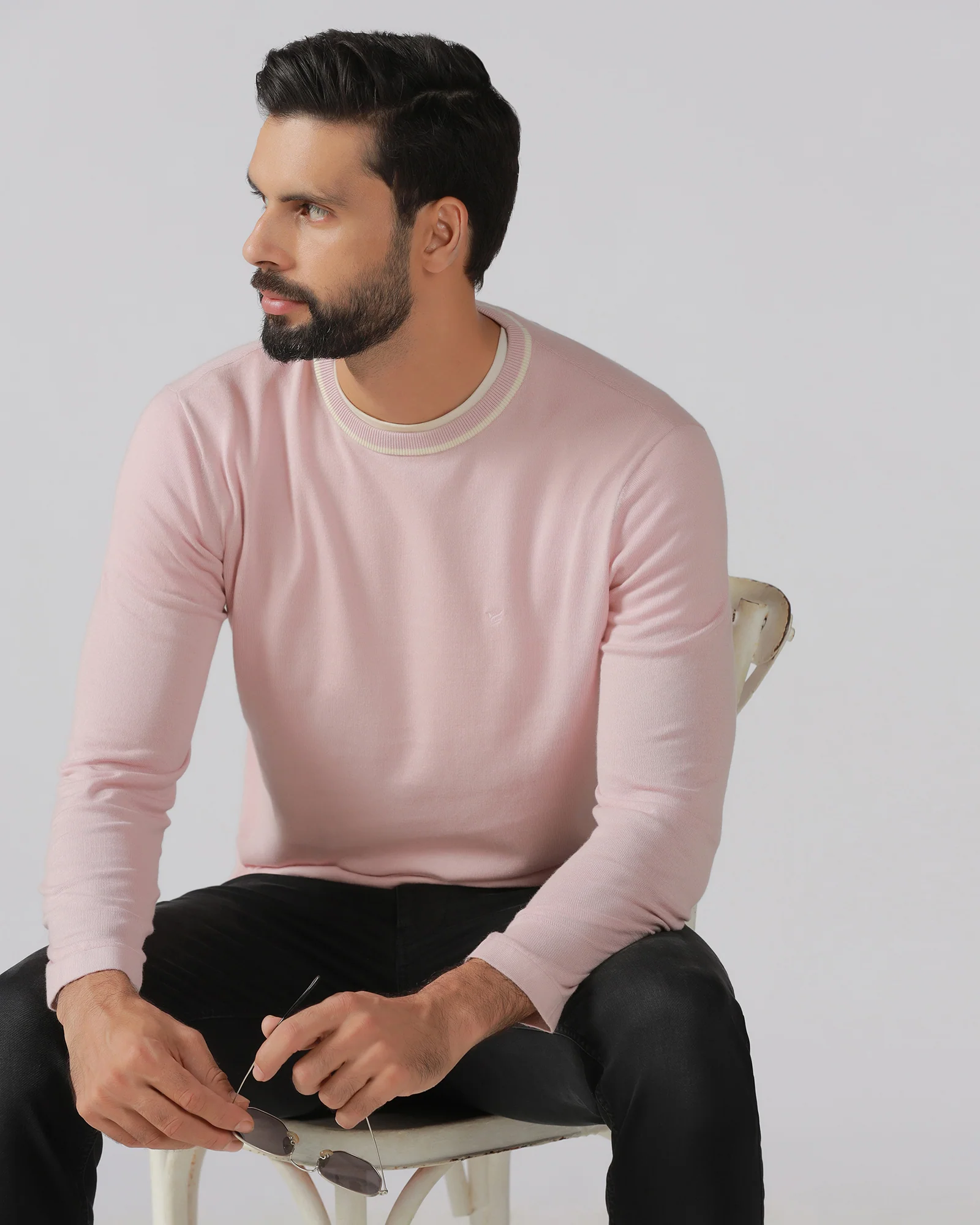 Dusty Pink Crew Neck Solid T-Shirt - Timber - Image 5
