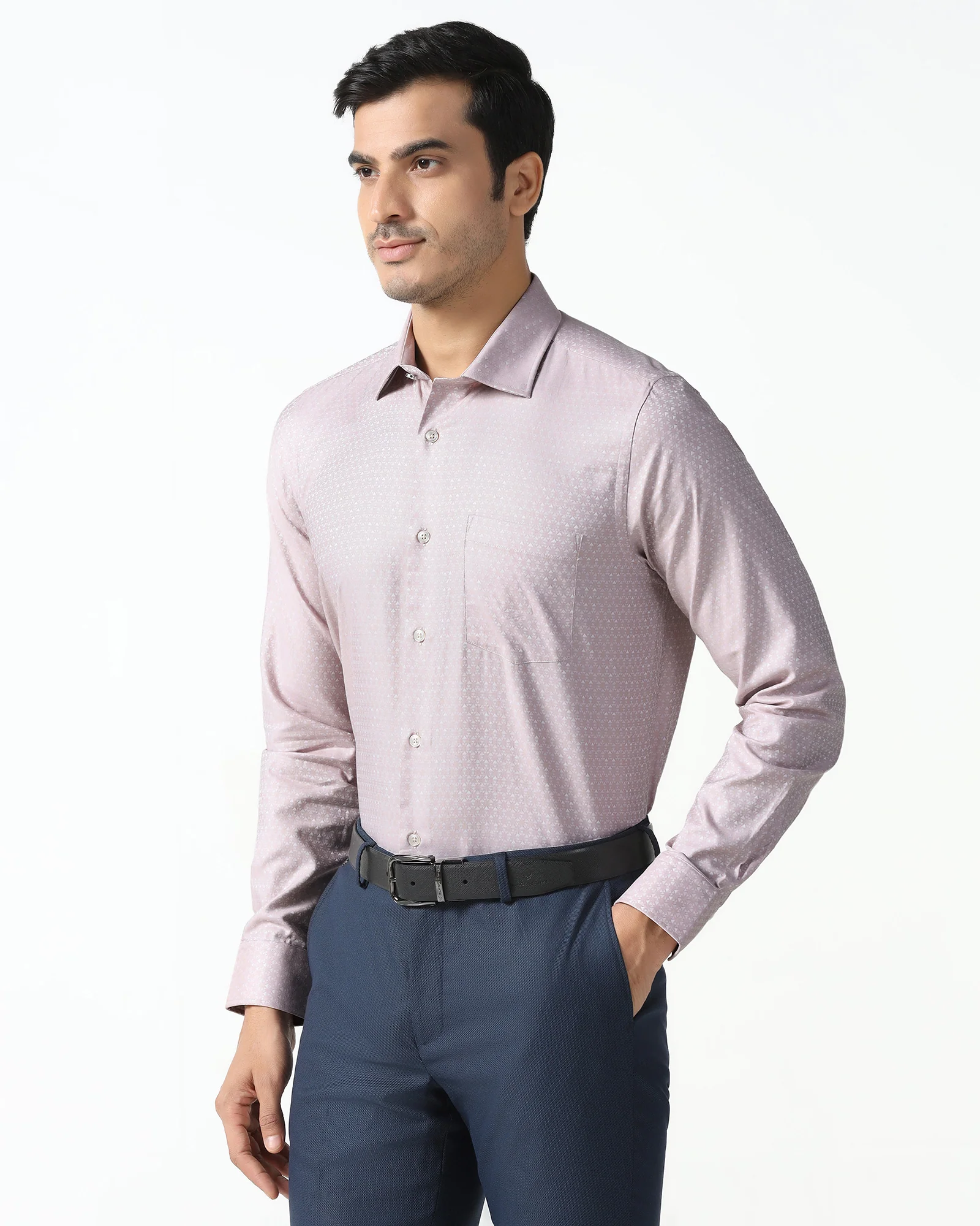 Dusty Pink Jacquard Shirt - Rile