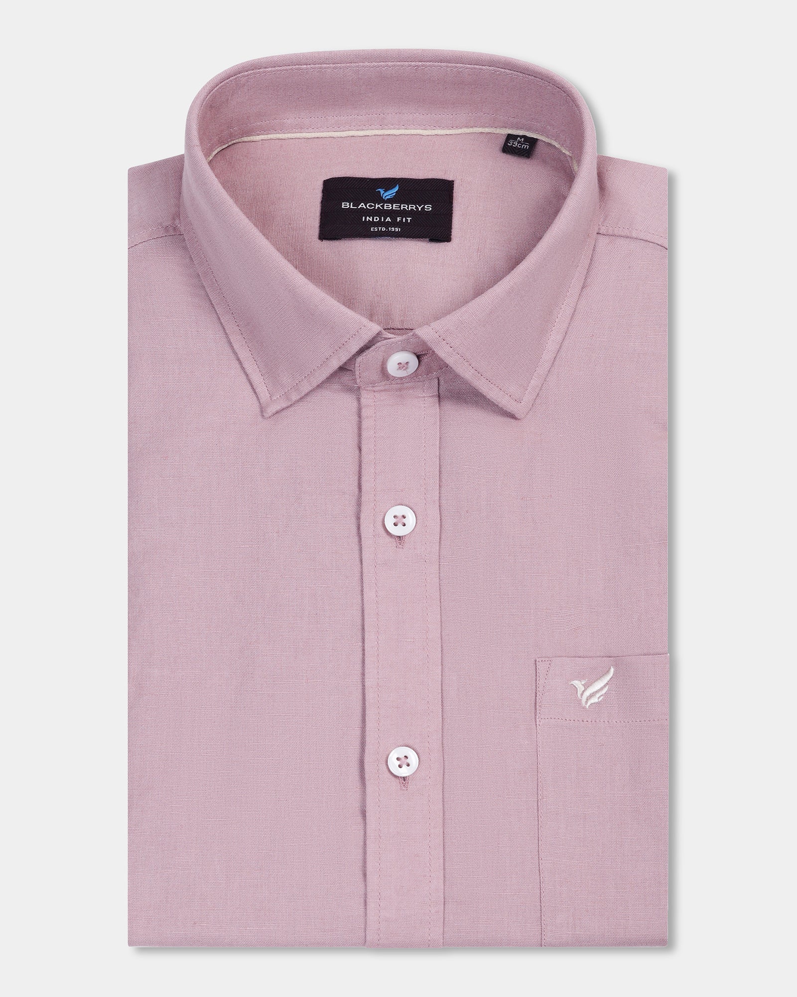 Dusty Pink Half Sleeve Linen Solid Shirt - Cleo - Image 5