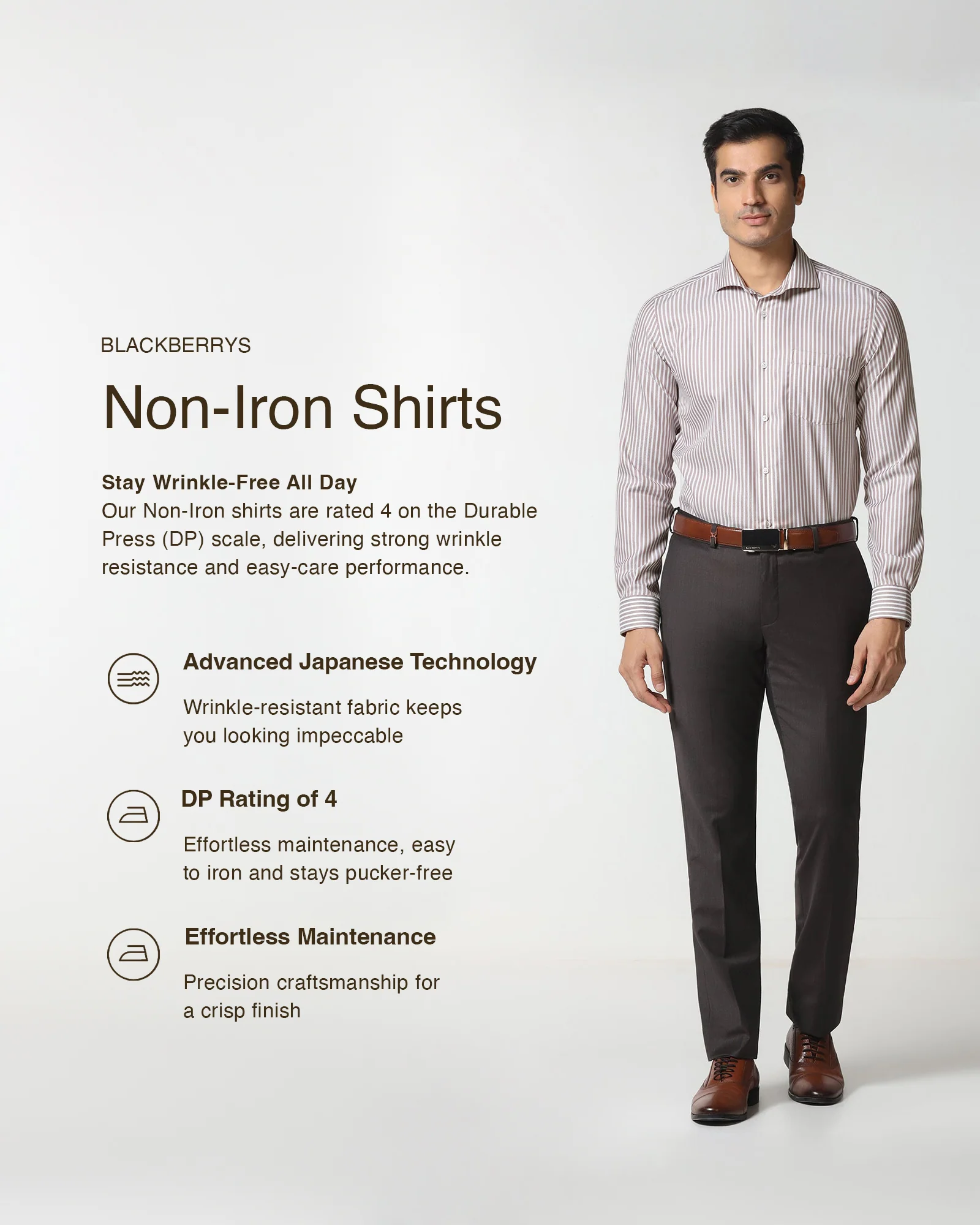 Dusty Pink Non Iron Stripe Shirt - Radius - Image 3