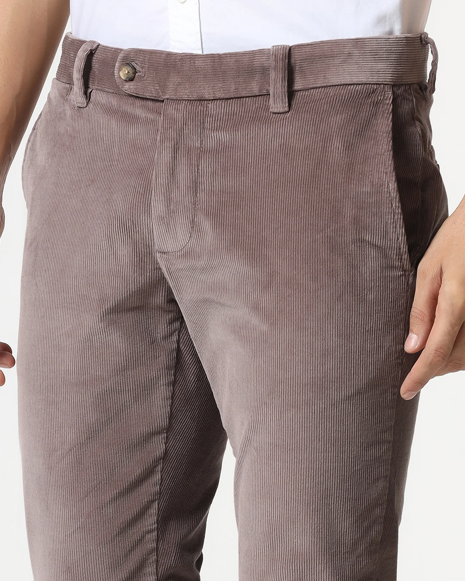 Dusty Pink Corduroy Solid Khakis - Gerone - Image 4