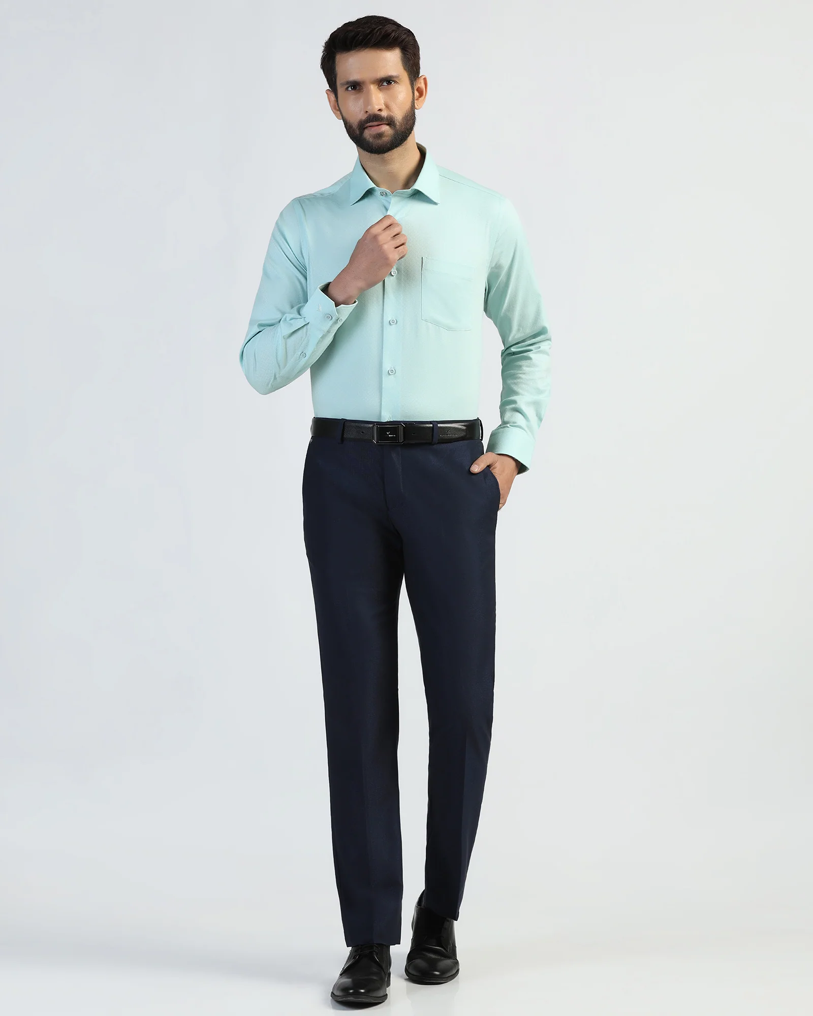 Formal Aqua Textured Shirt - Brick - Image 8