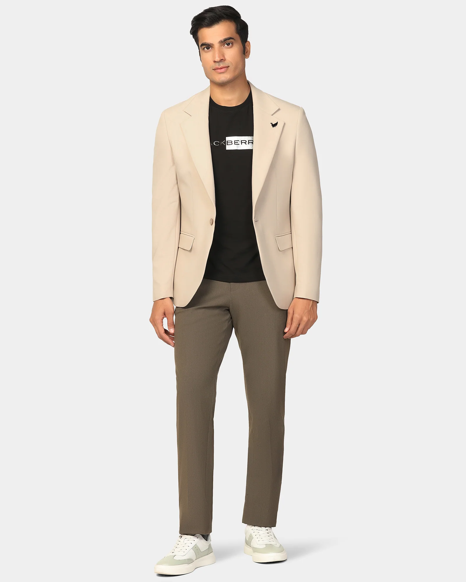 Formal Beige Solid Blazer - Kenneth - Image 6