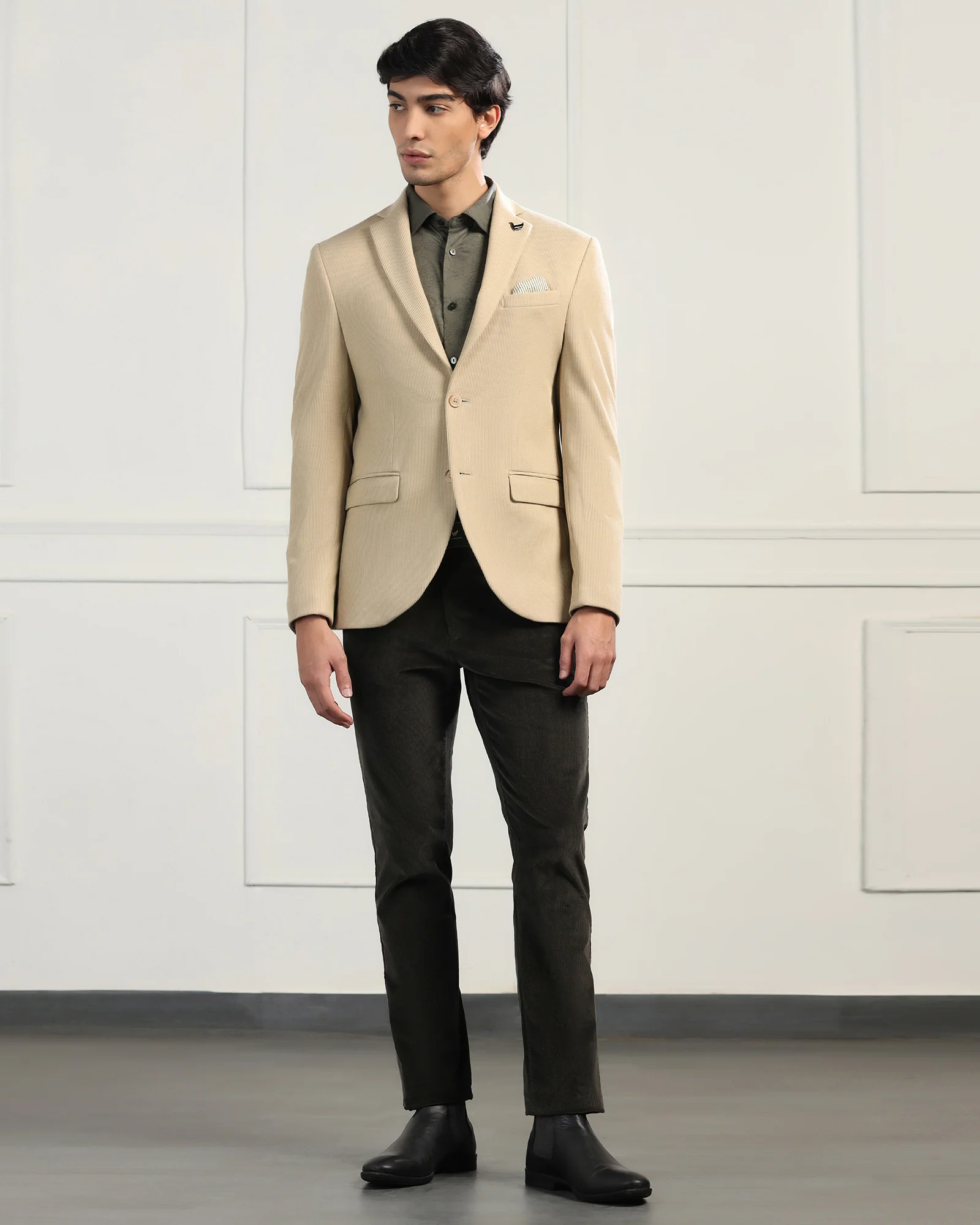 Formal Beige Stripe Blazer - Nios - Image 3