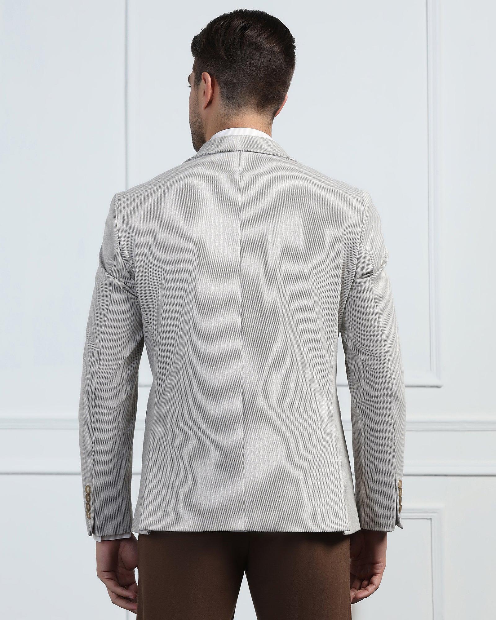 Formal Beige Textured Blazer - Venue - Image 10