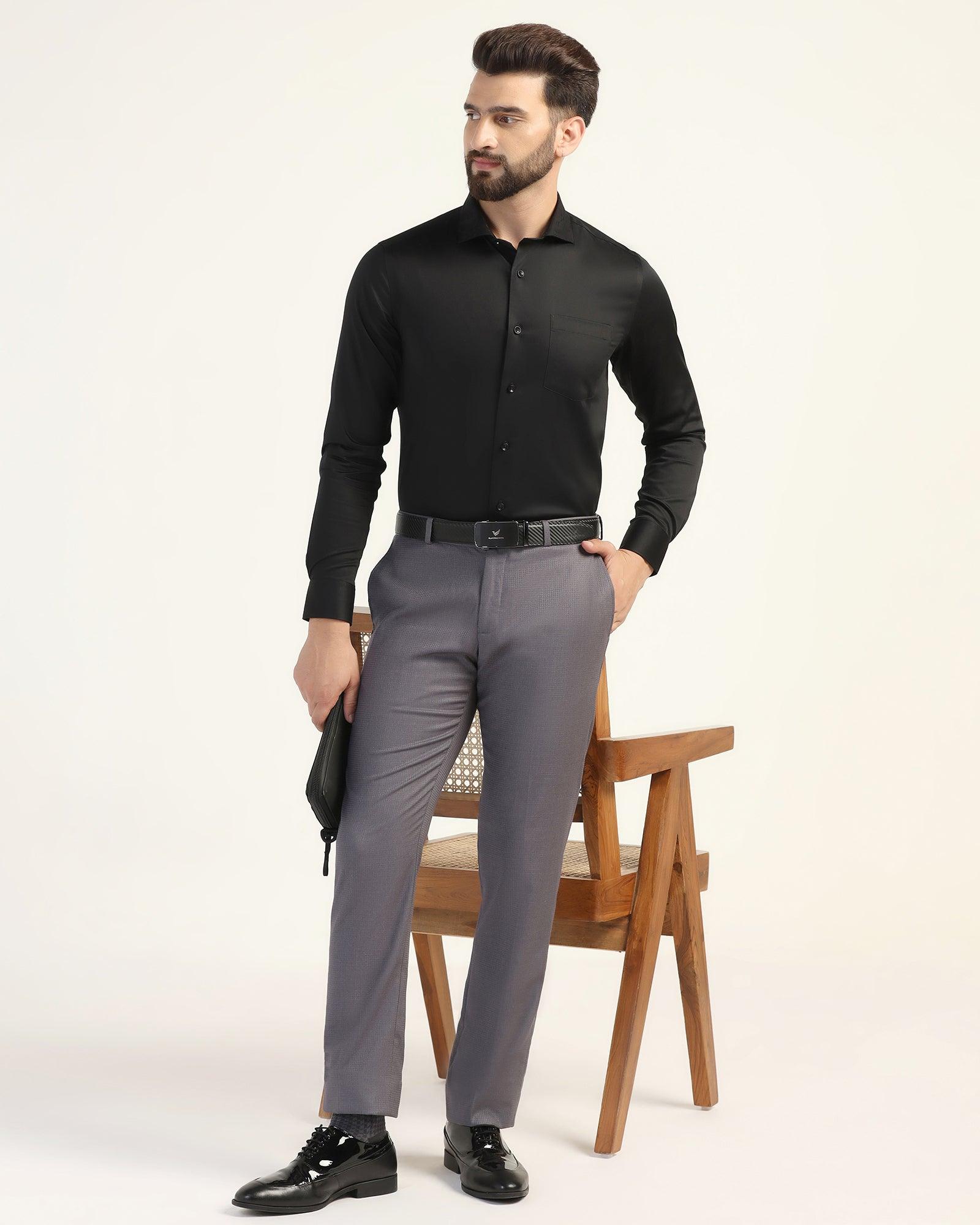 Formal Black Solid Shirt - Fusion - Image 7