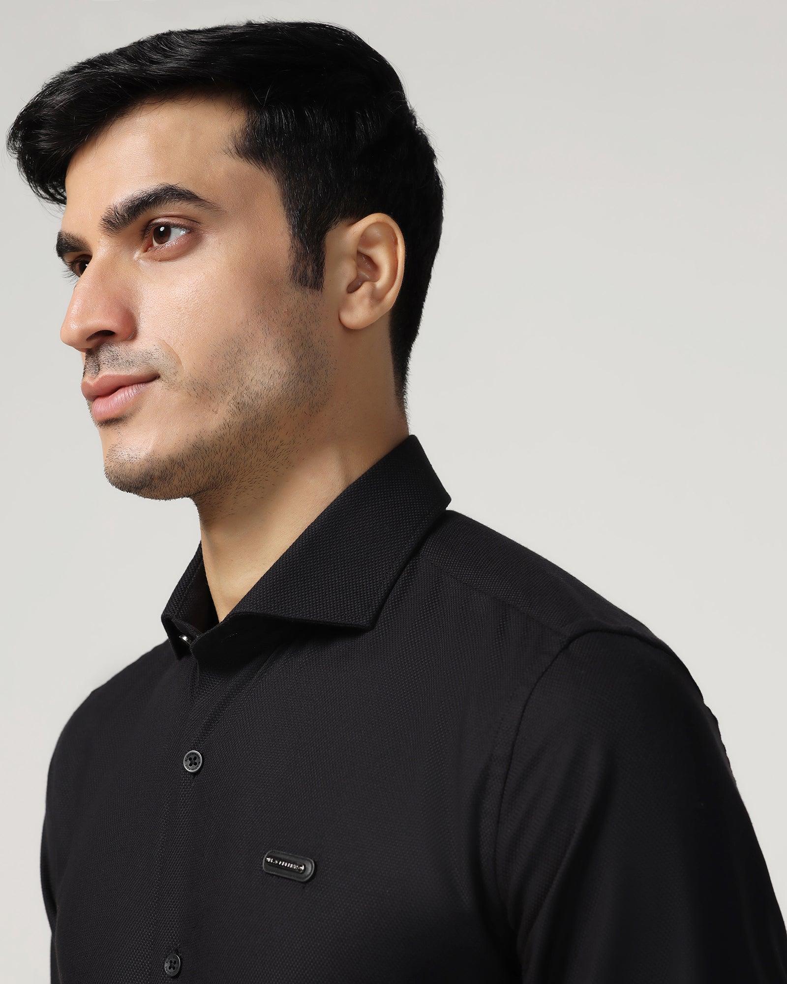 Non Iron Formal Black Textured Shirt - Cos - Image 4