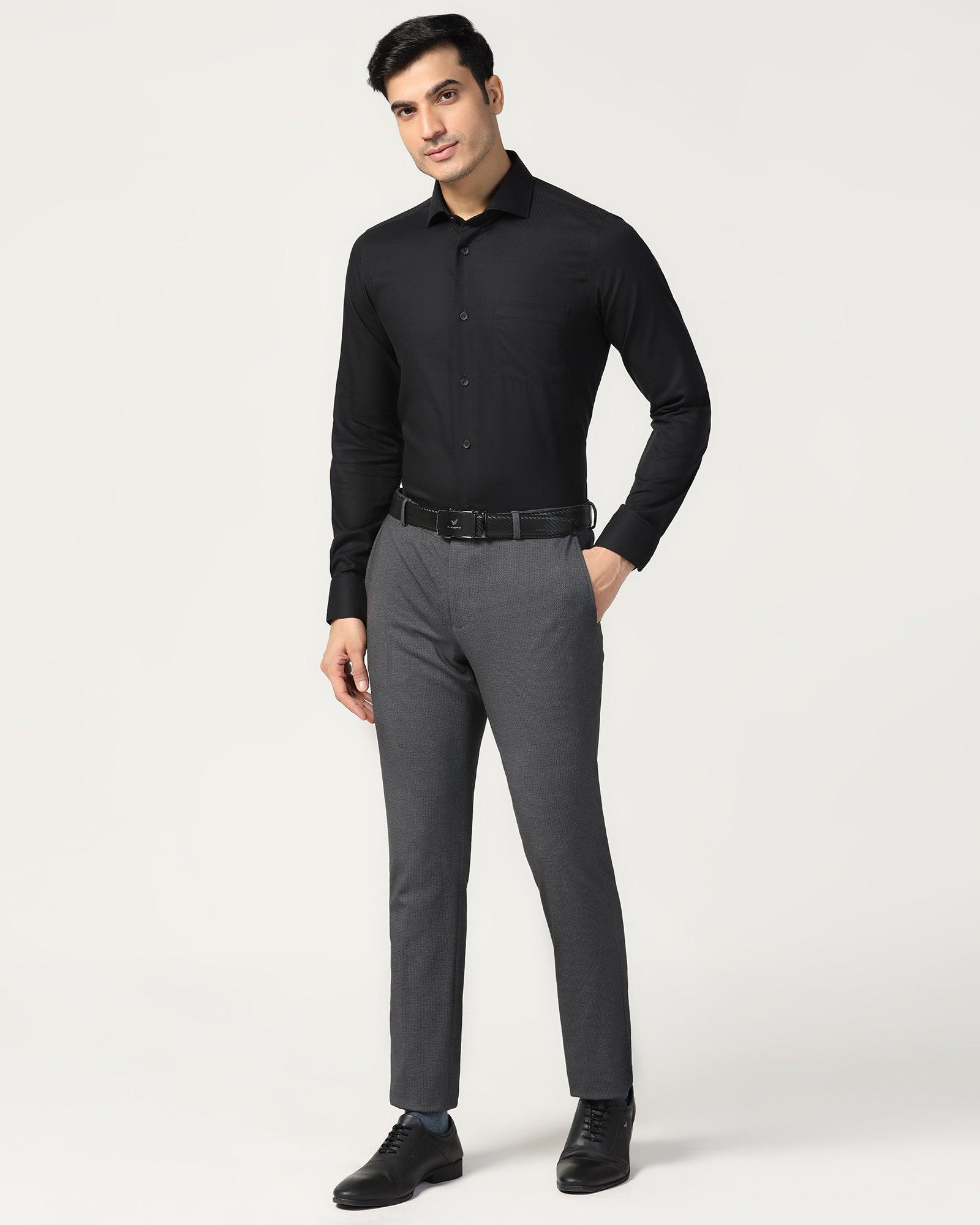 Non Iron Formal Black Textured Shirt - Melon - Image 3