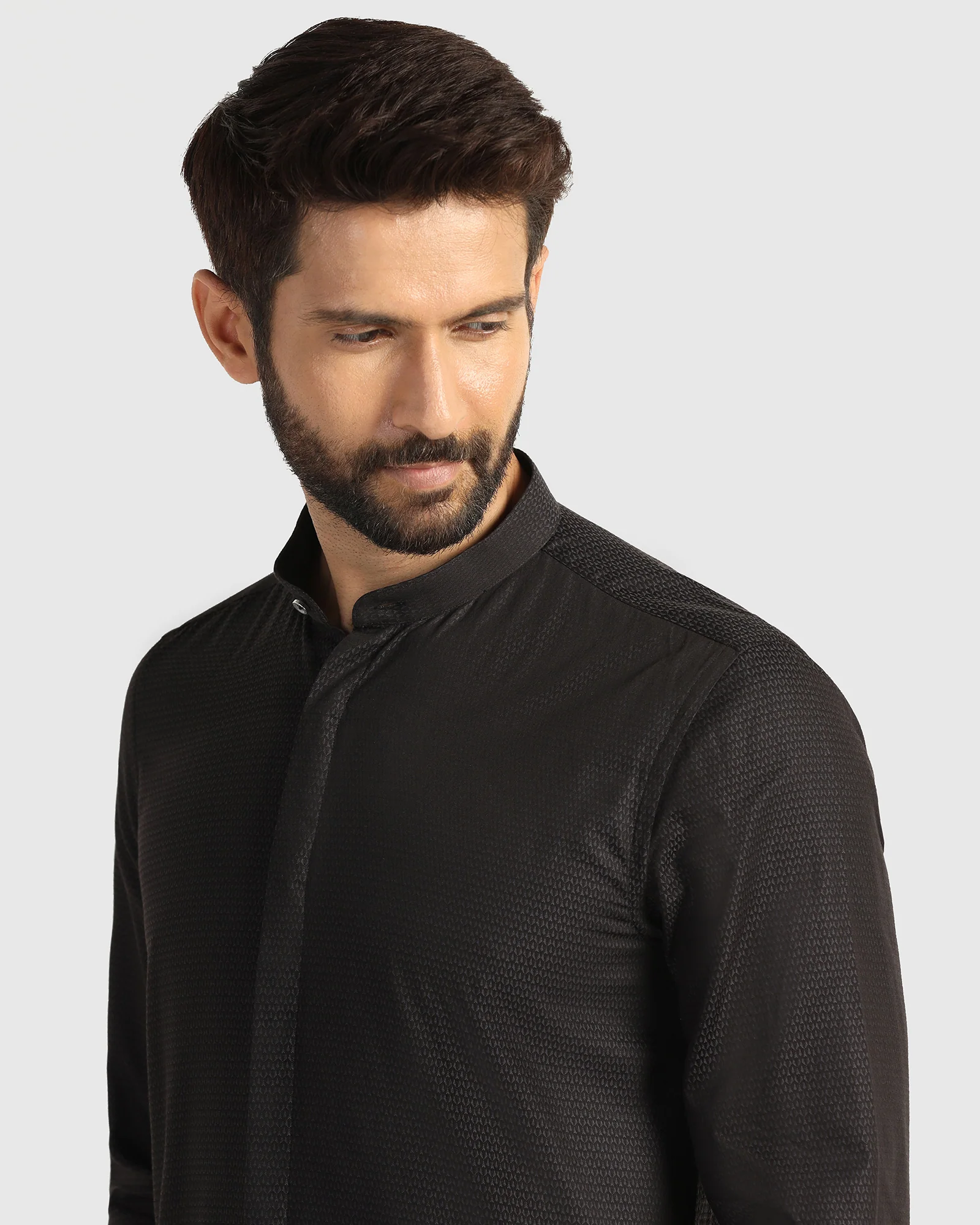 Formal Black Textured Shirt - Rome - Image 4
