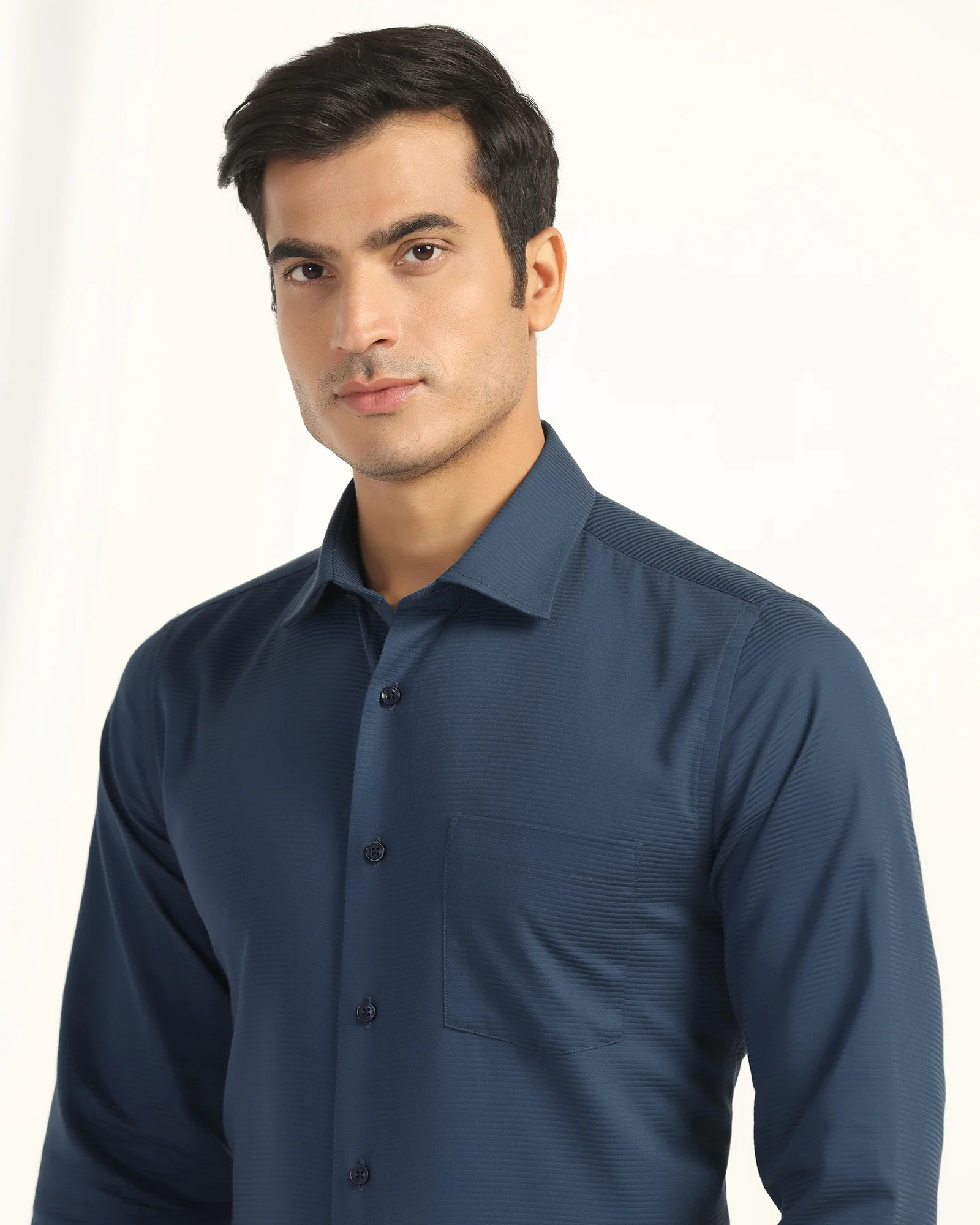 Formal Blue Stripe Shirt - Merlot - Image 5