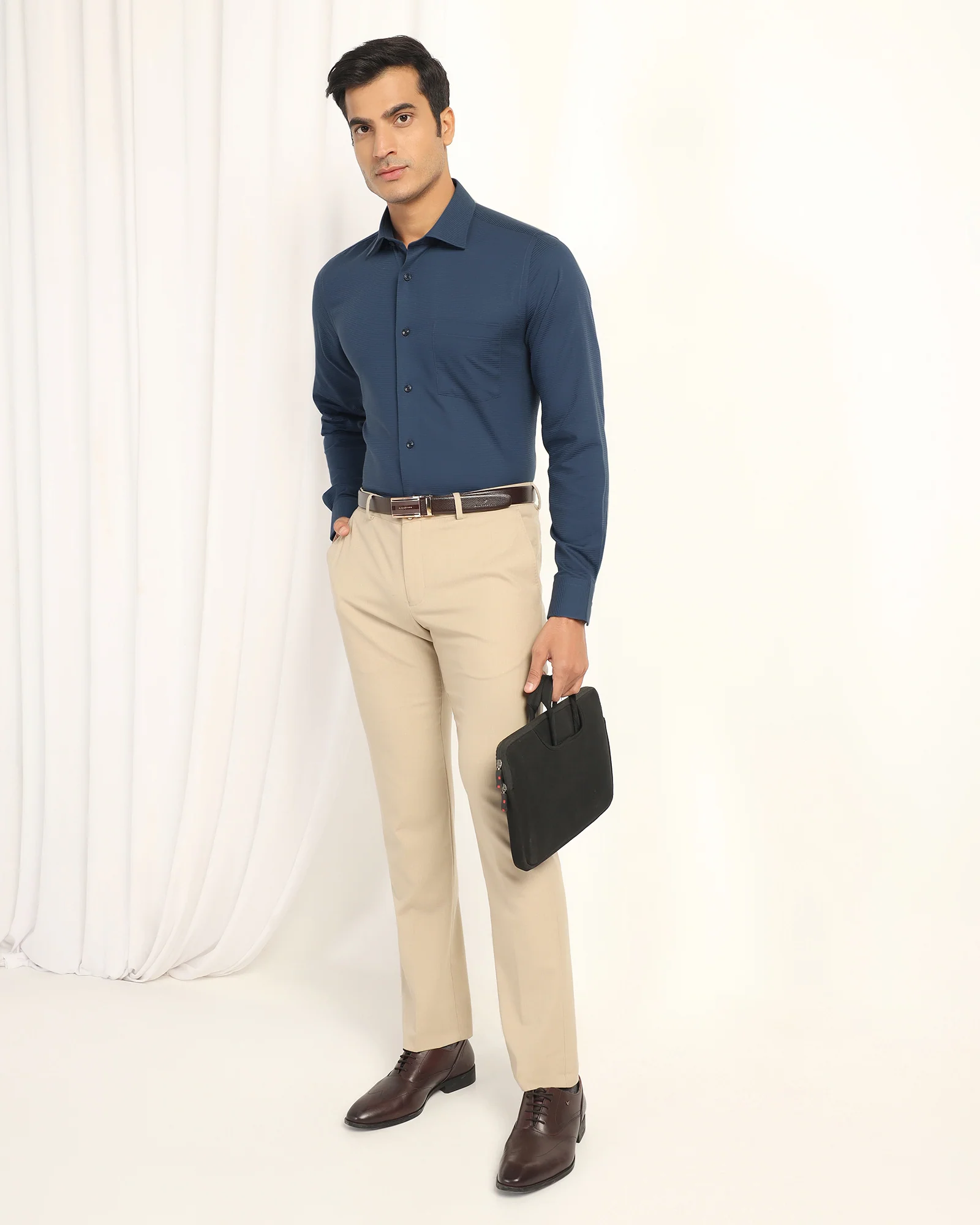 Formal Blue Stripe Shirt - Merlot - Image 7