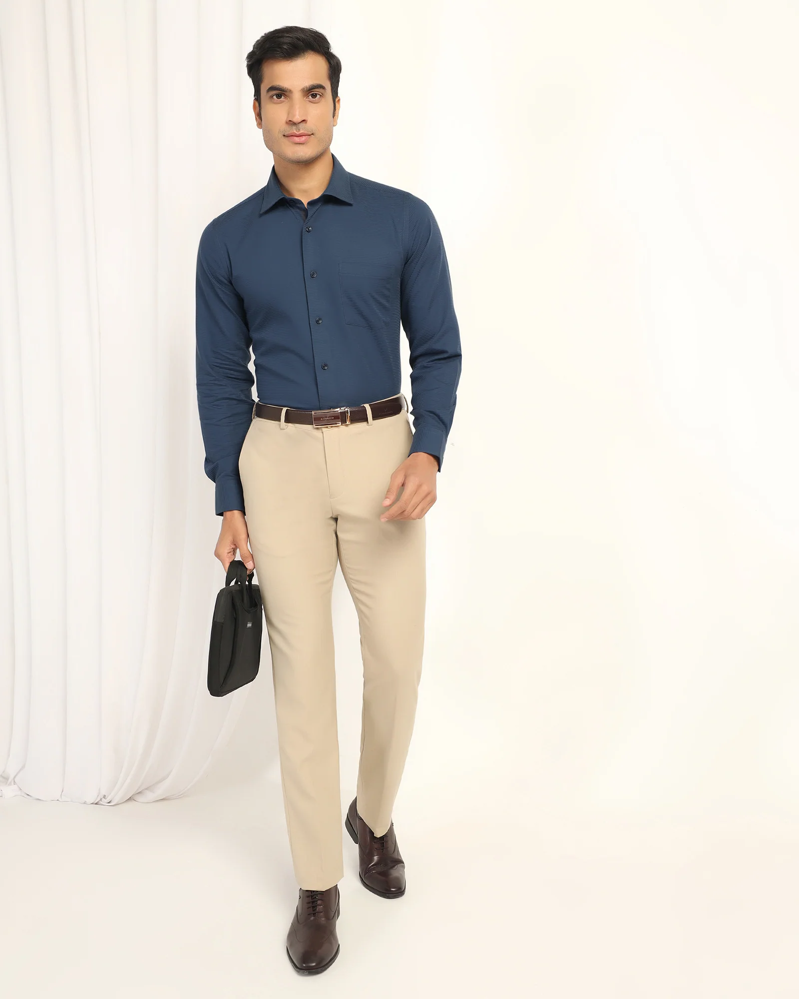 Formal Blue Stripe Shirt - Merlot - Image 8