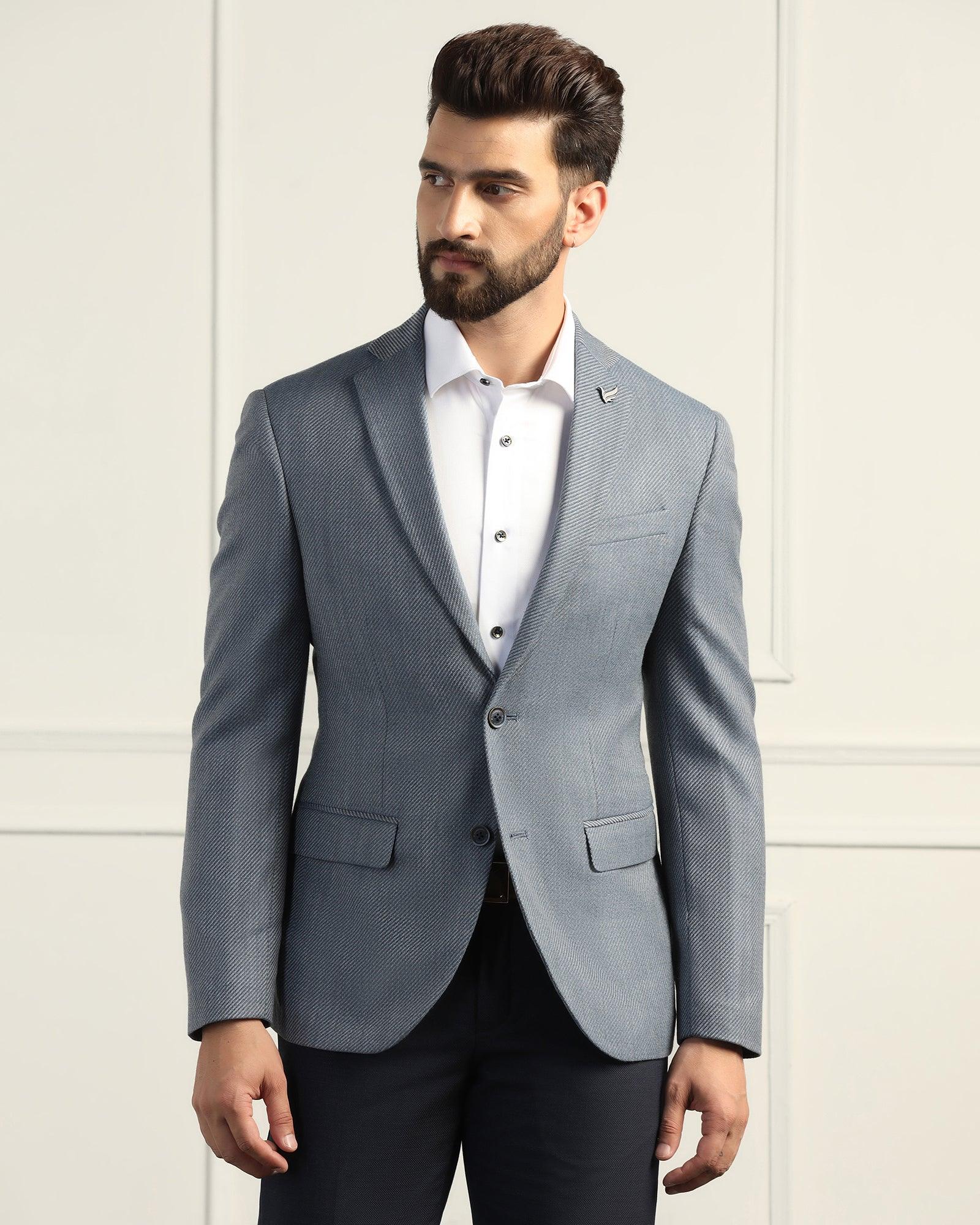 Formal Blue Textured Blazer - Corolla - Image 8