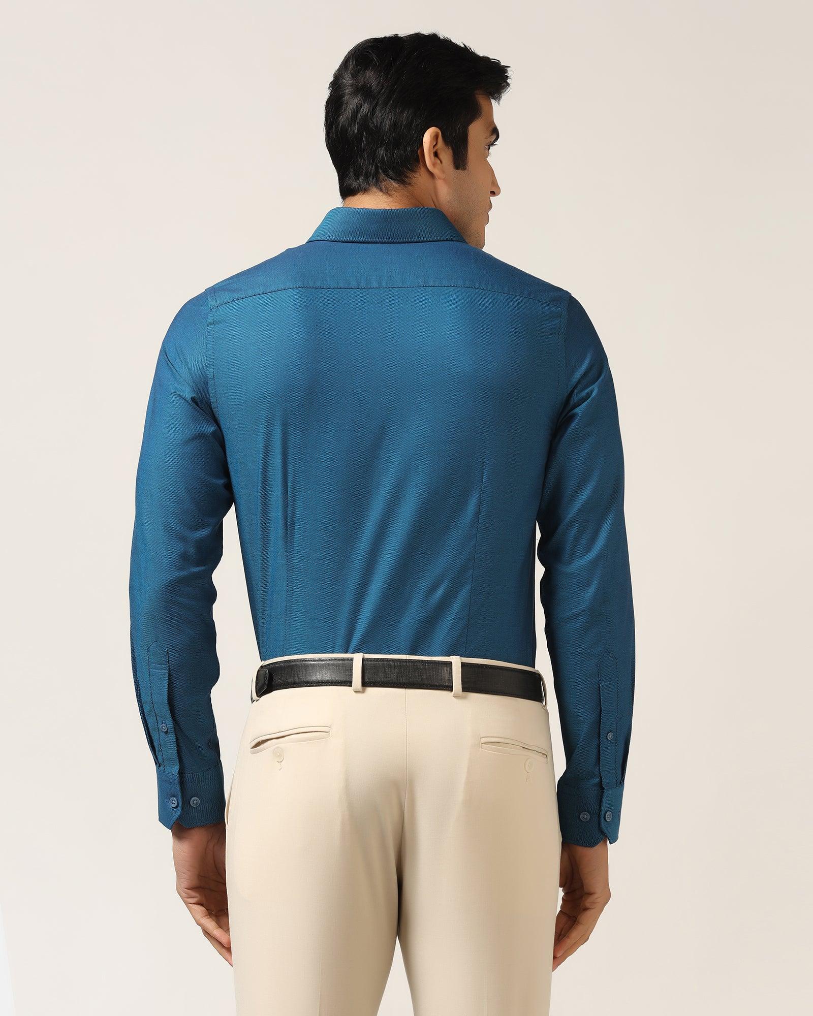 Formal Blue Textured Shirt - Brat - Image 2