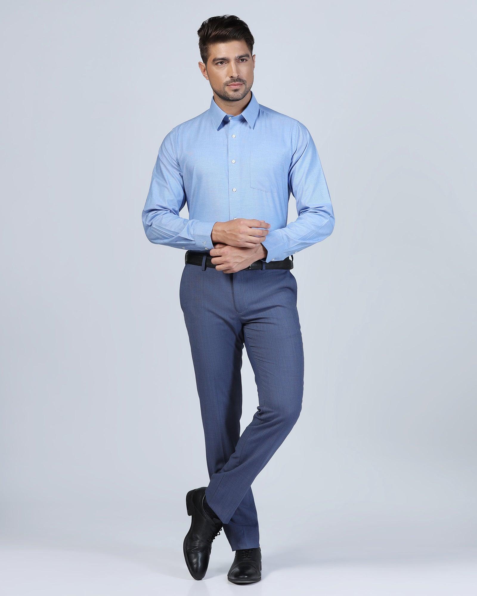 Formal Blue Textured Shirt - Robot - Image 10
