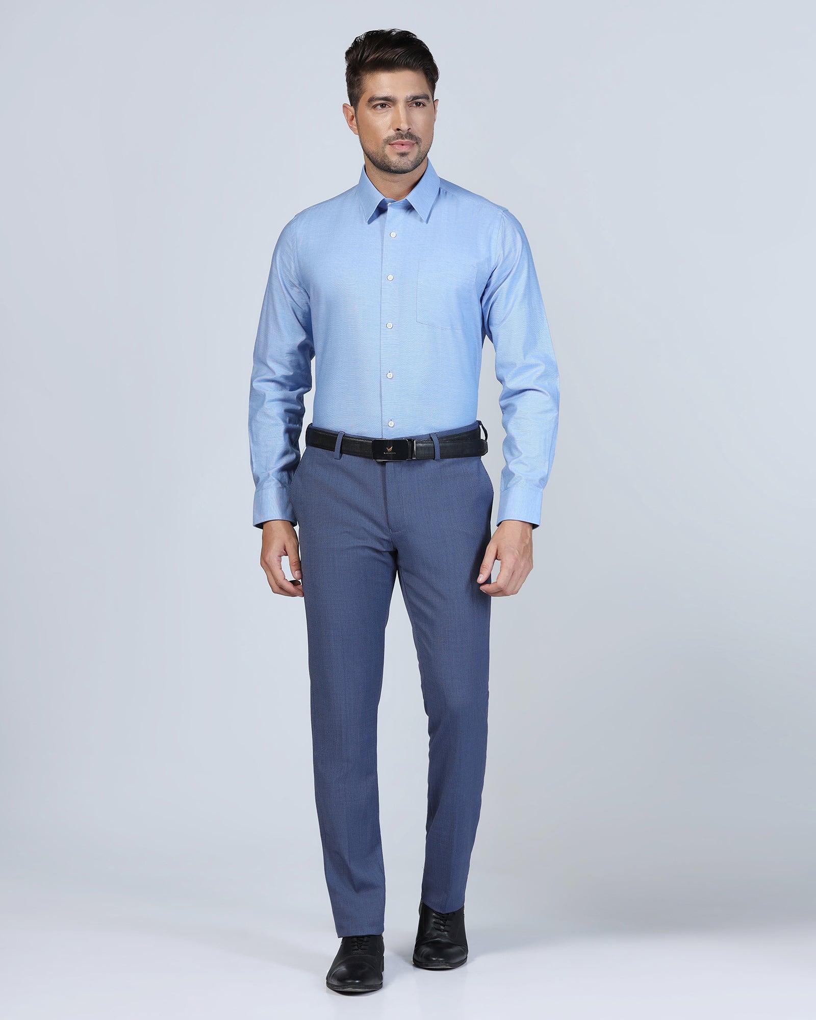 Formal Blue Textured Shirt - Robot - Image 3