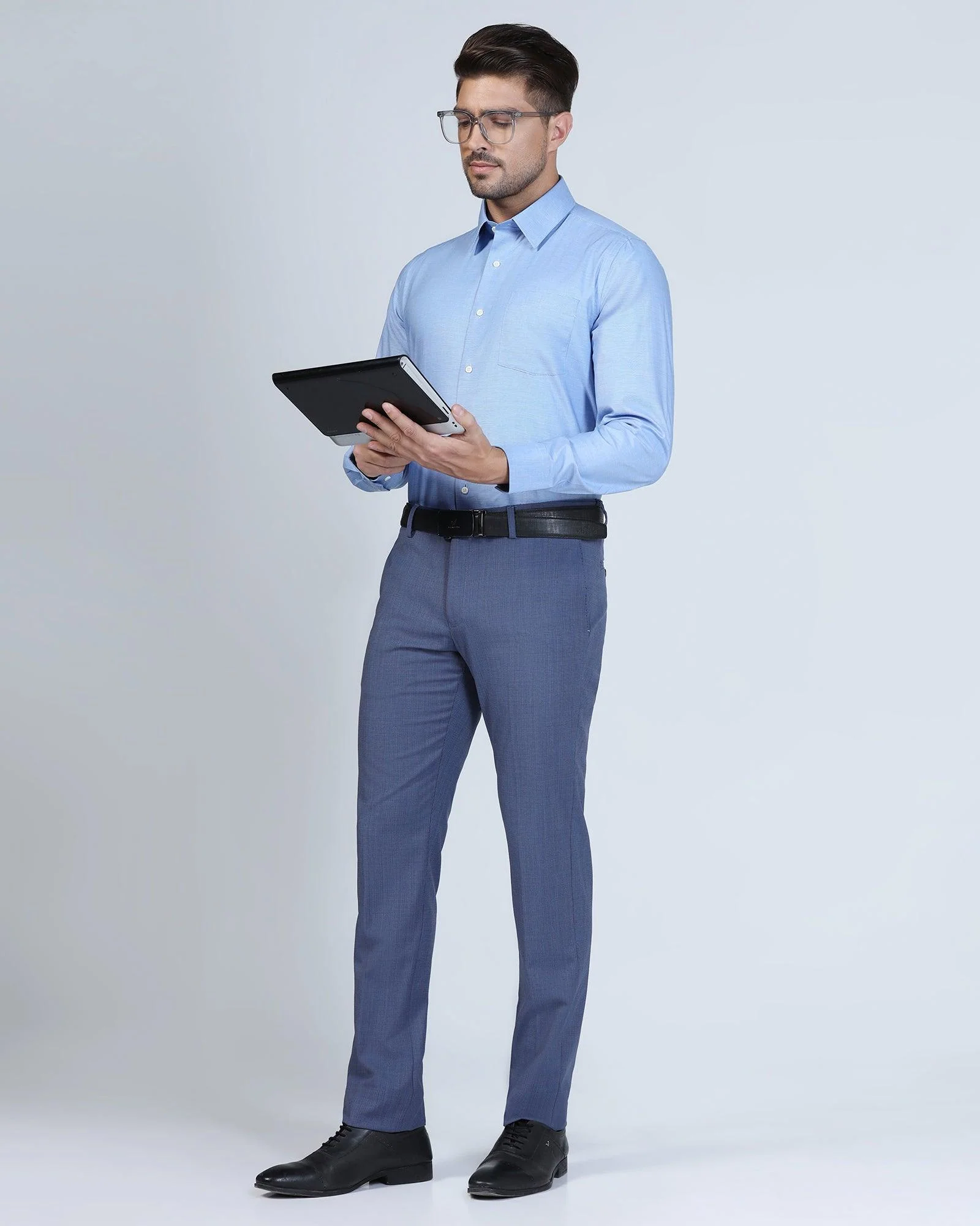 Formal Blue Textured Shirt - Robot - Image 8