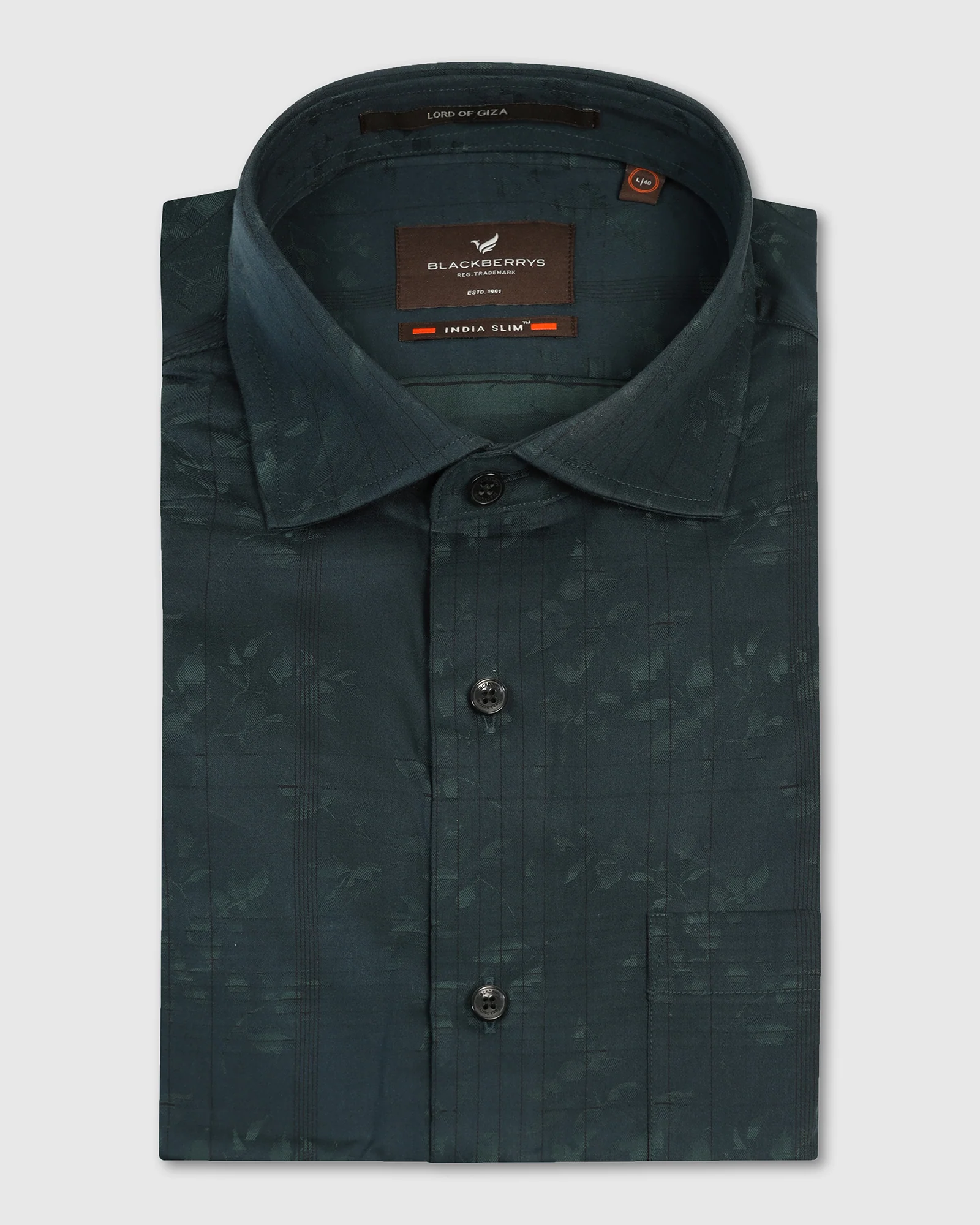 Formal Bottle Green Jacquard Shirt - Switch - Image 5