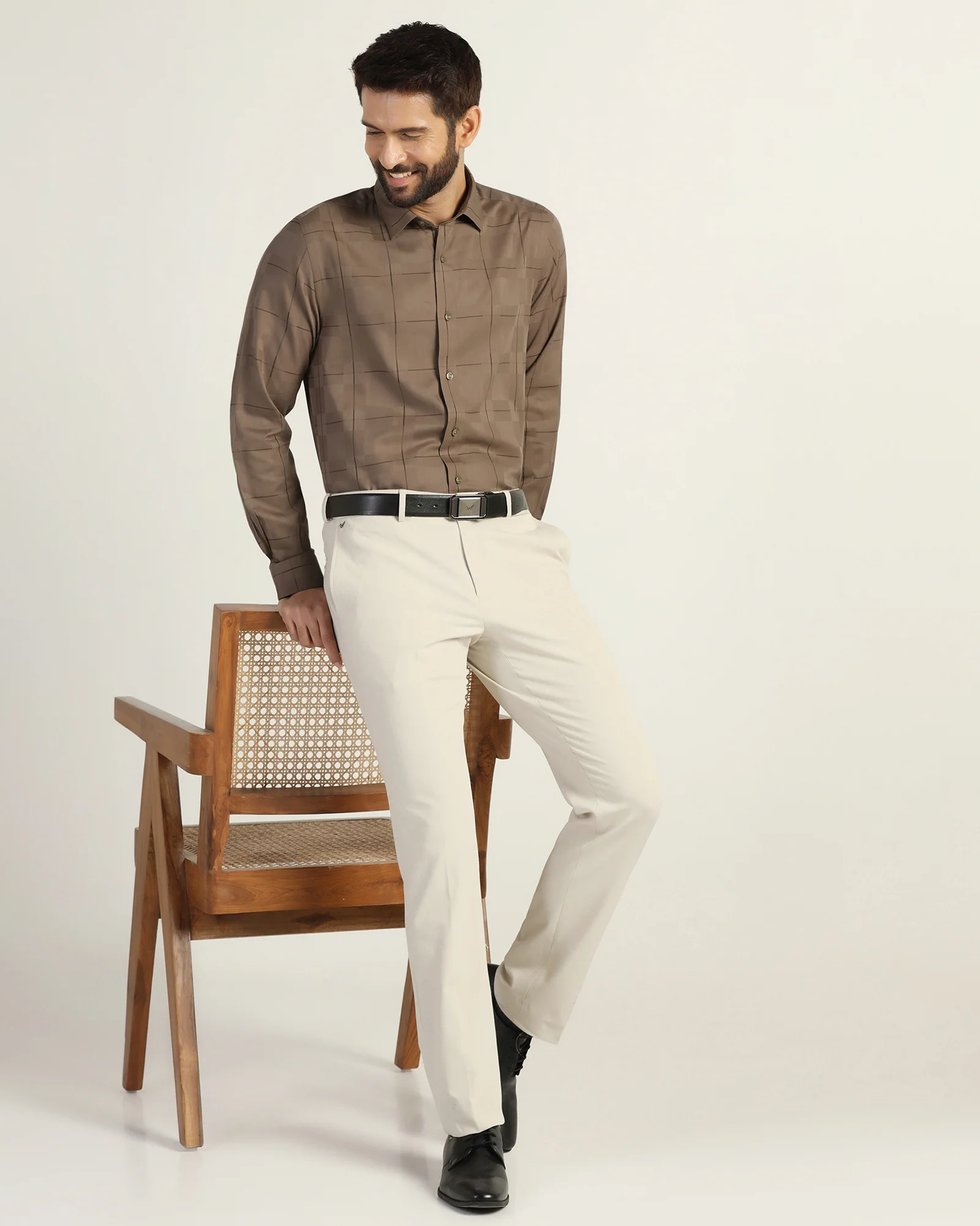 Formal Brown Check Shirt - Santro - Image 7