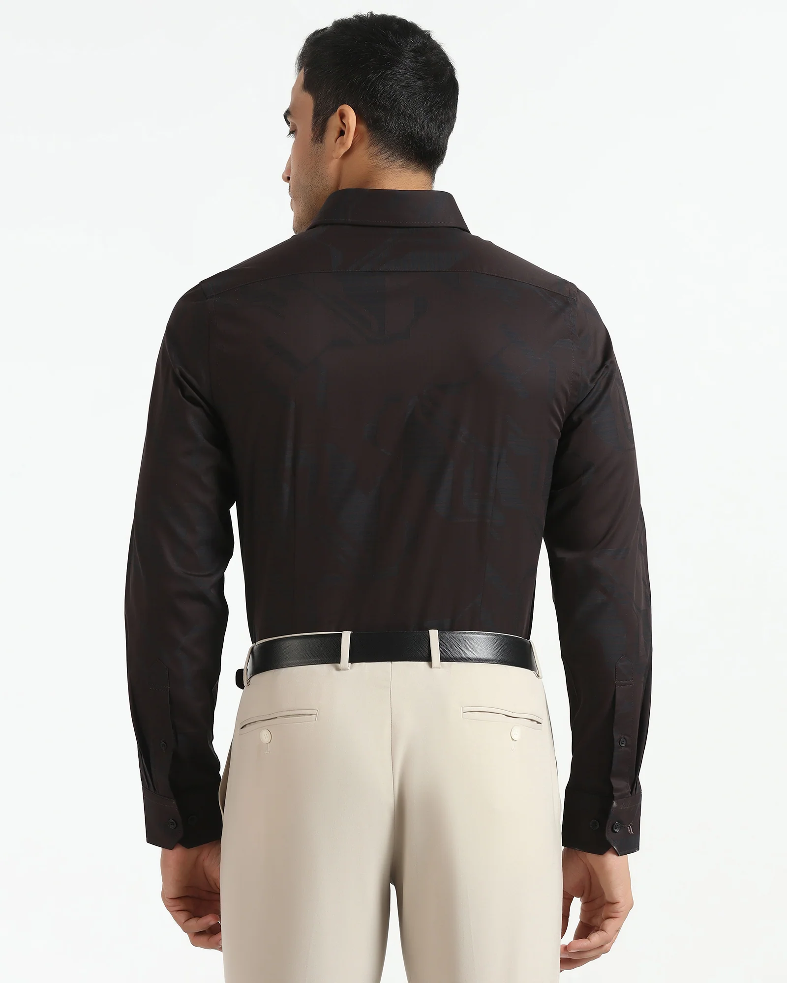 Formal Brown Jacquard Shirt - Rowan - Image 2