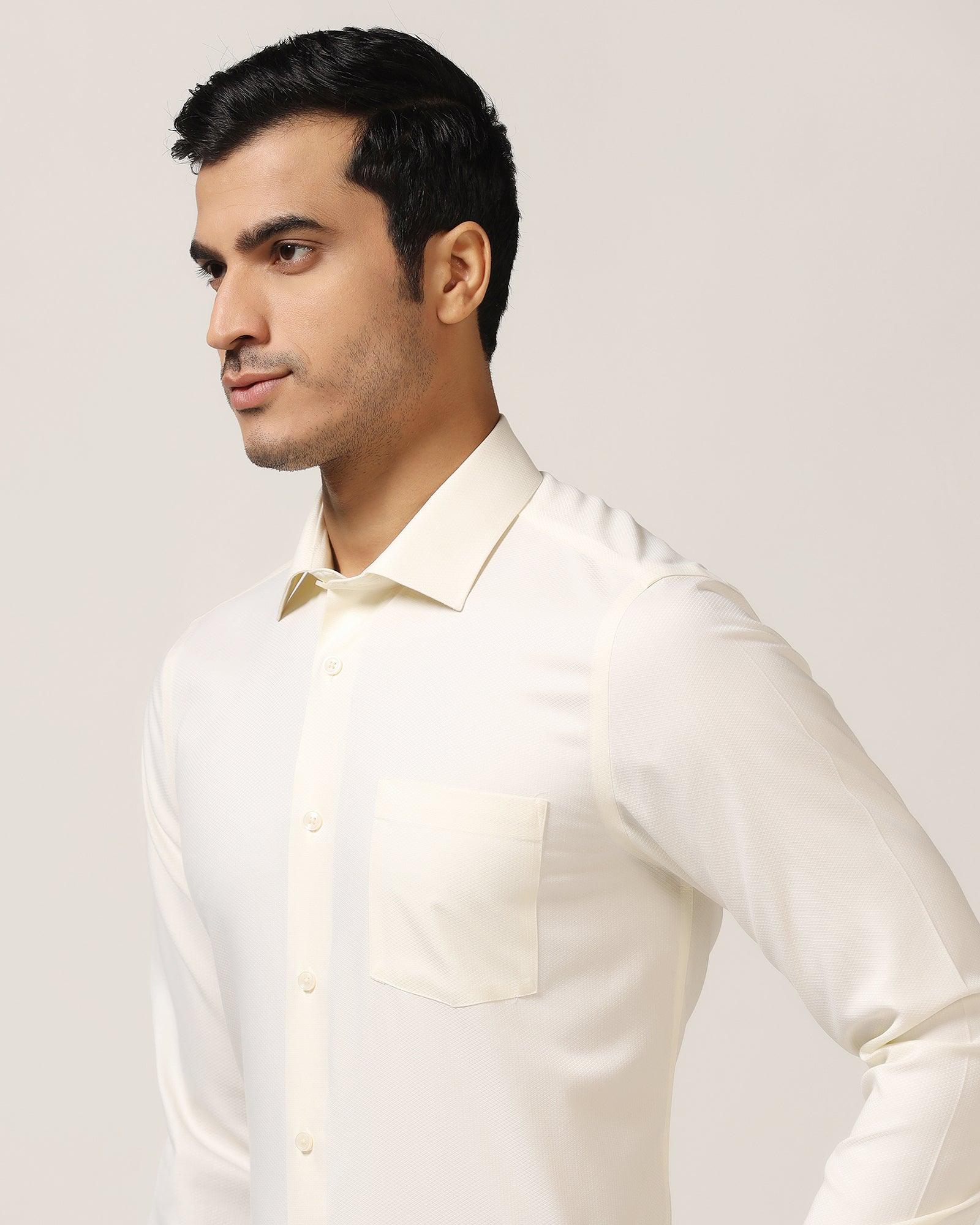 Non Iron Formal Cream Textured Shirt - DOFP31 - Image 4