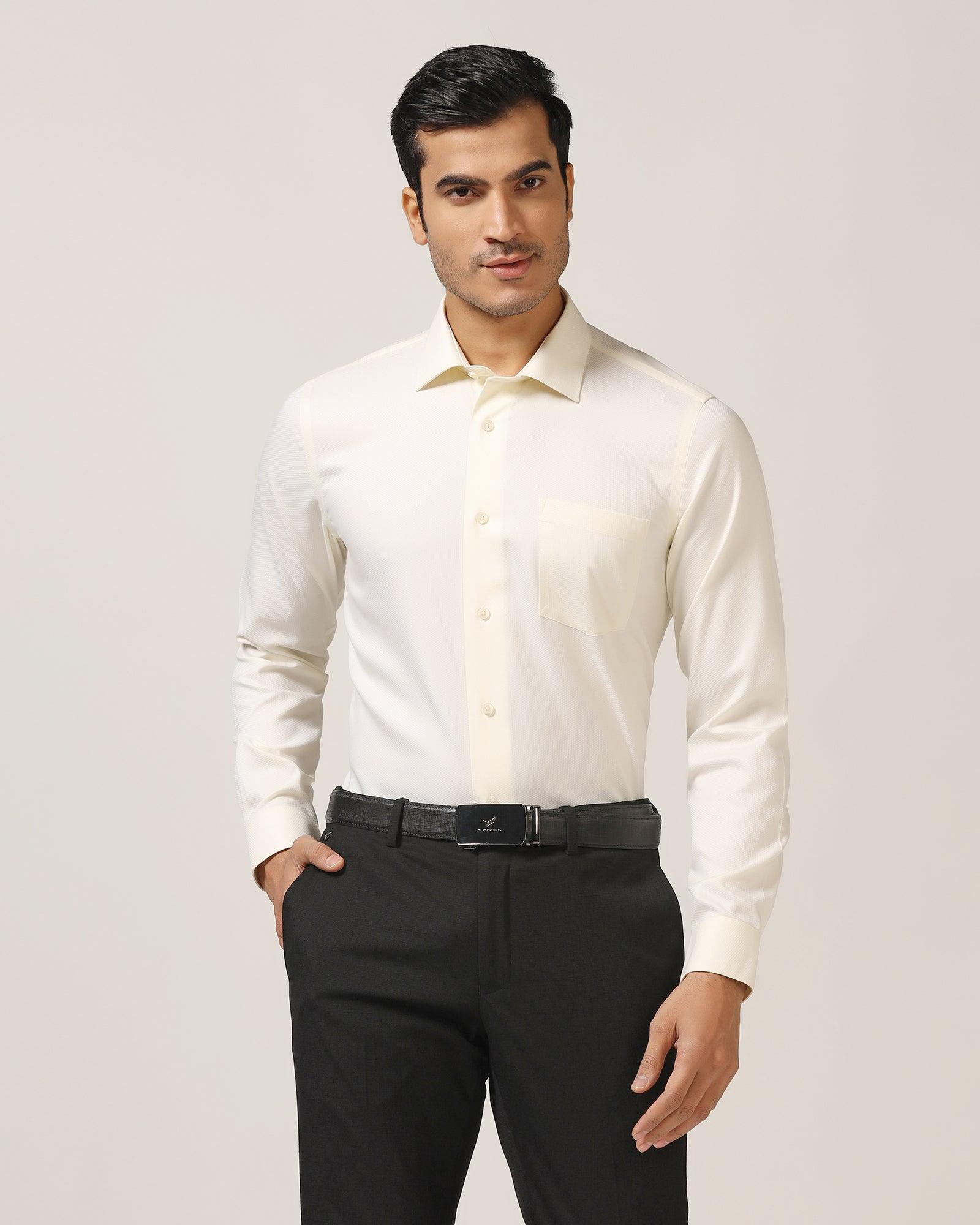 Non Iron Formal Cream Textured Shirt - DOFP31 - Image 6