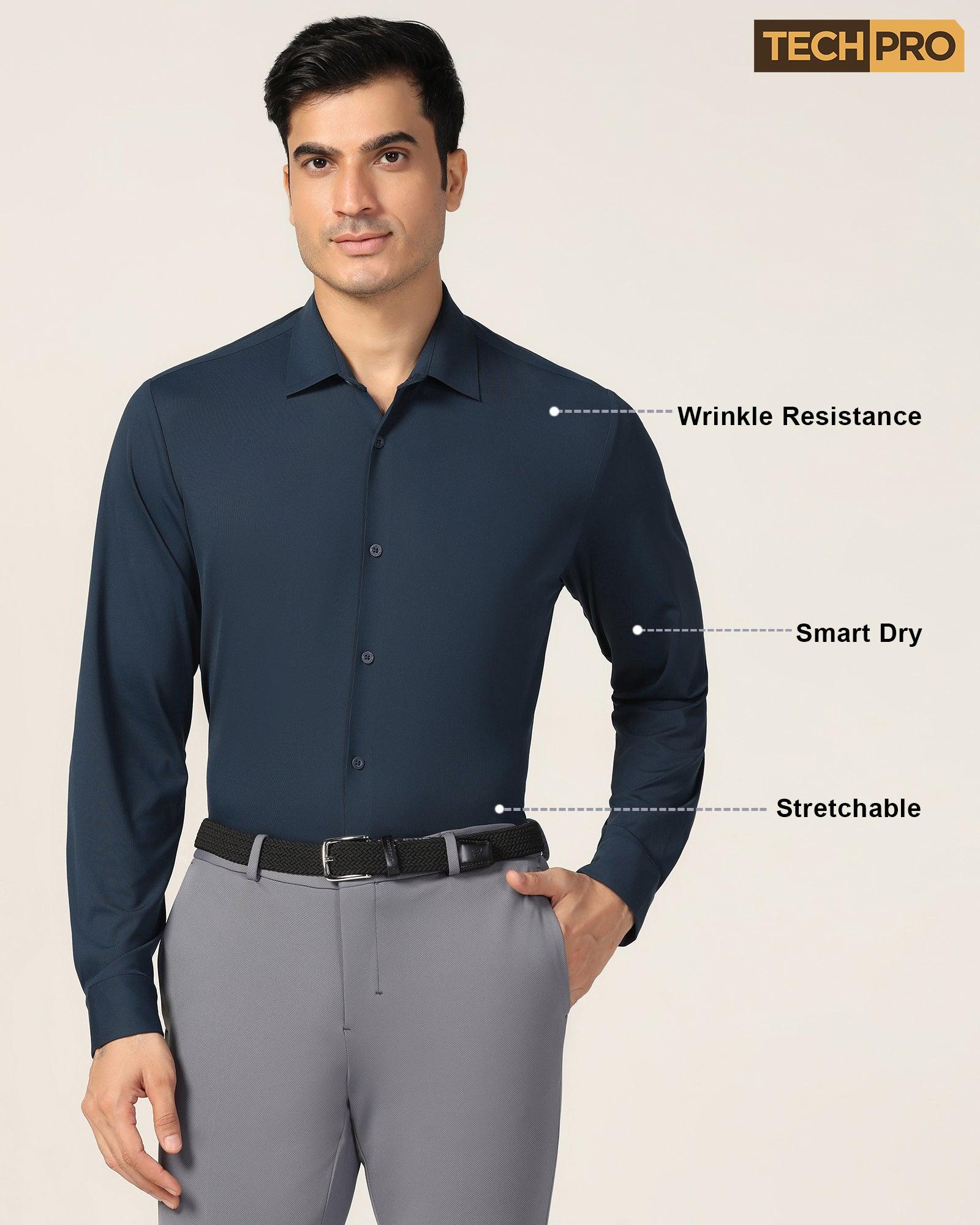 TechPro Formal Dark Navy Solid Shirt - Alfie - Image 9