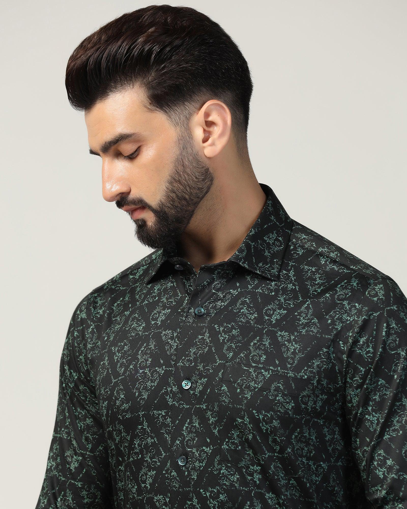 Formal Green Printed Shirt - Burro - Image 4