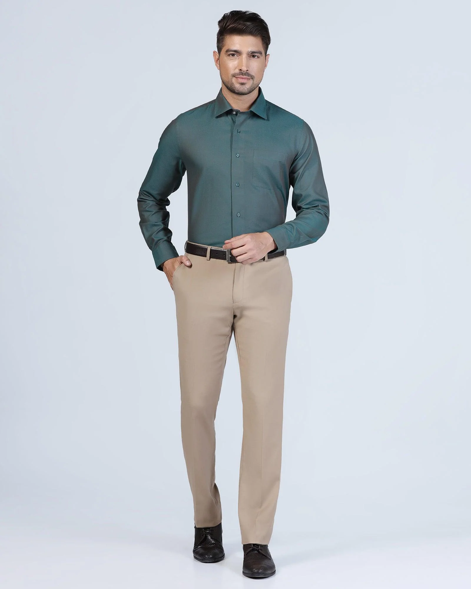 Formal Green Textured Shirt - Jim - Image 3