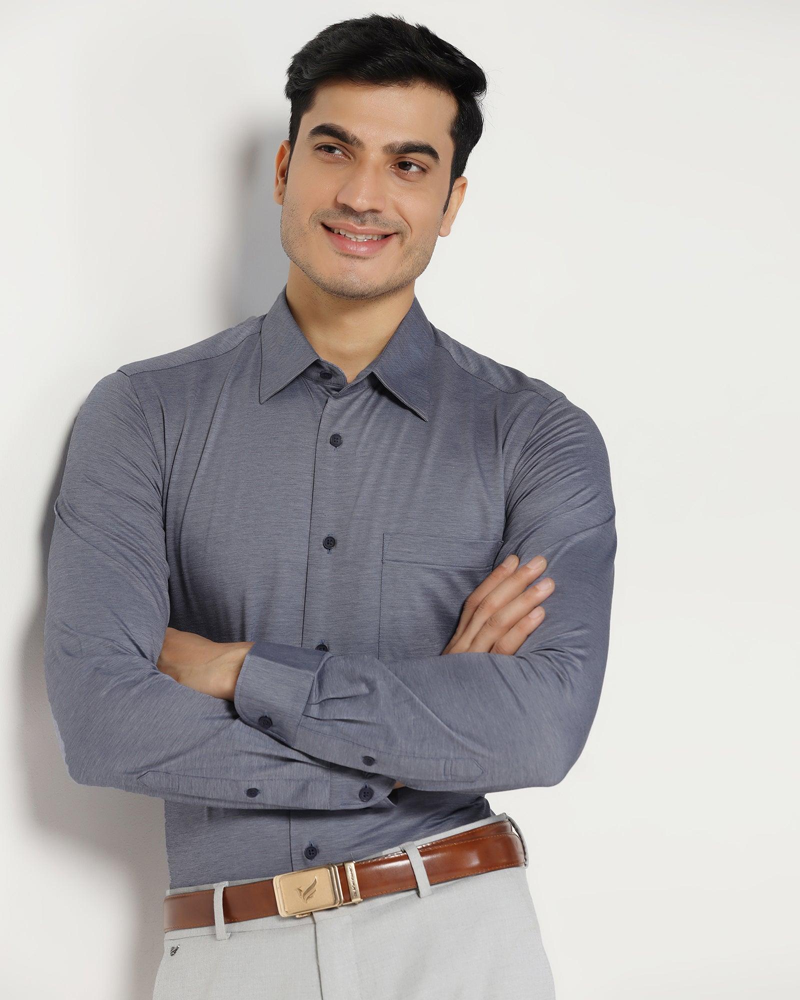Formal Grey Solid Shirt - Boone - Image 7