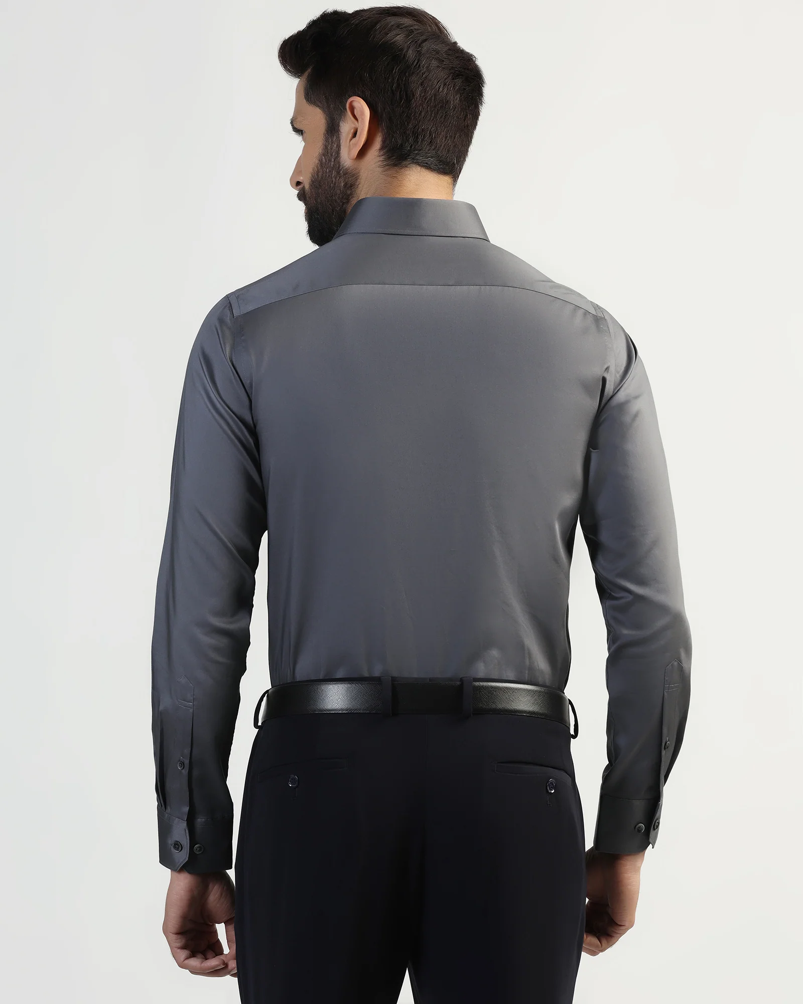 Formal Grey Solid Shirt - Roger - Image 2