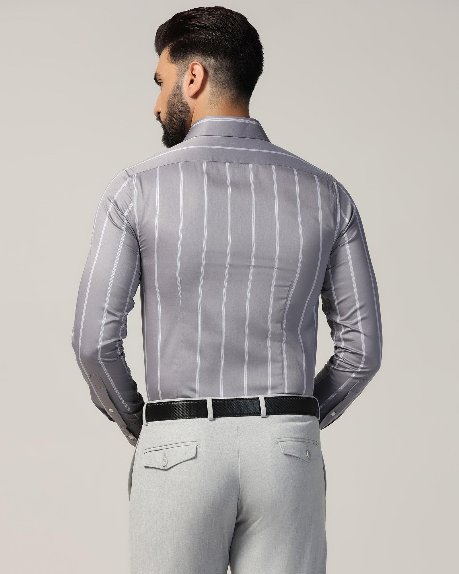 Formal Grey Stripe Shirt - Comet - Image 2