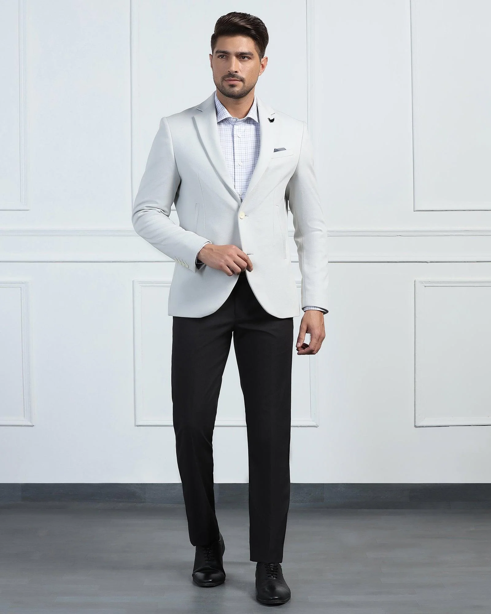 Formal Grey Textured Blazer - Elevate - Image 3