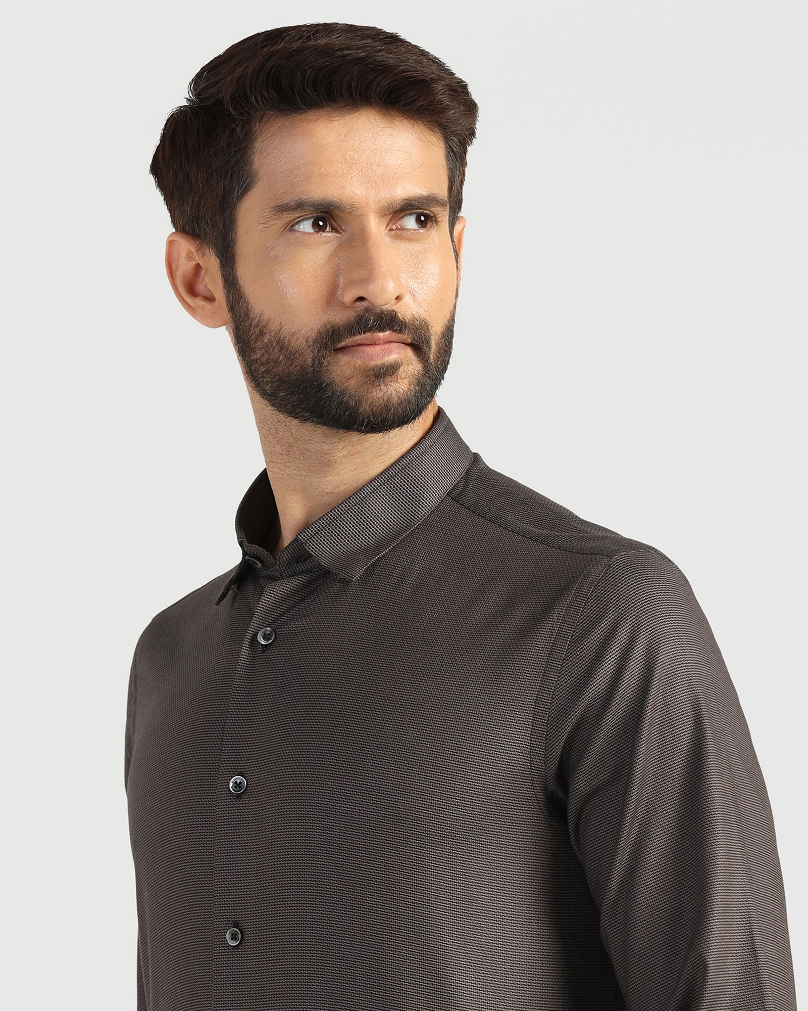 Formal Grey Textured Shirt - Amaze - Image 4