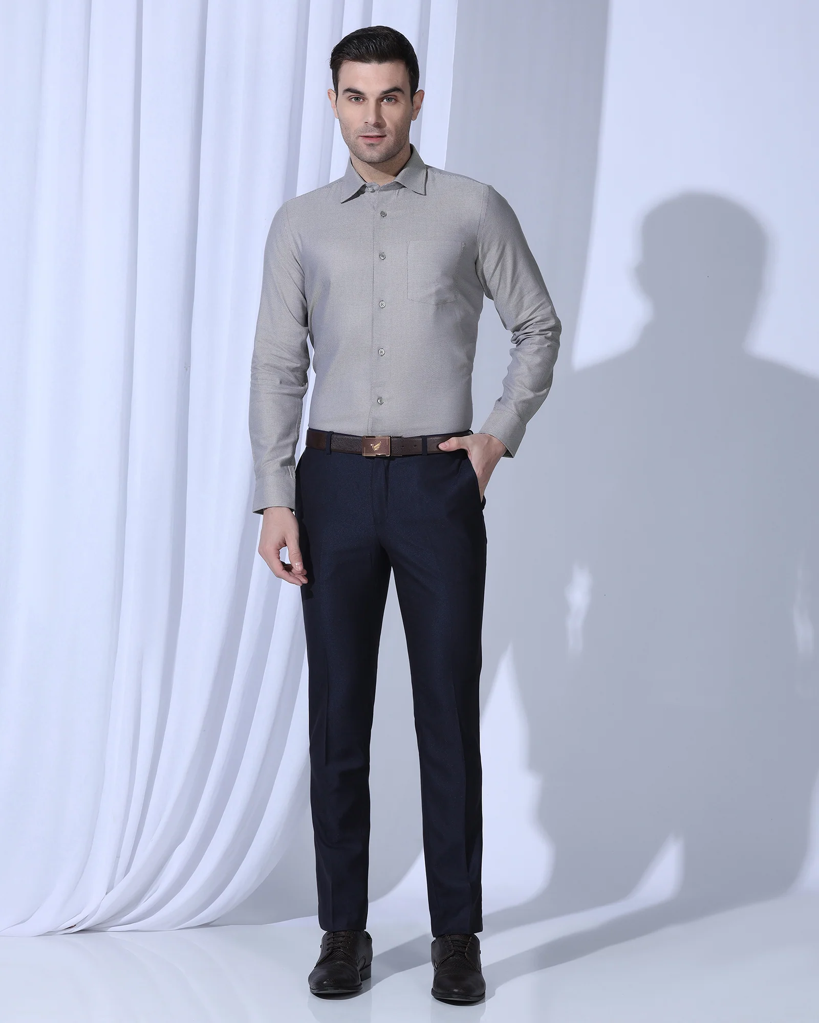 Formal Grey Textured Shirt - Quent - Image 3
